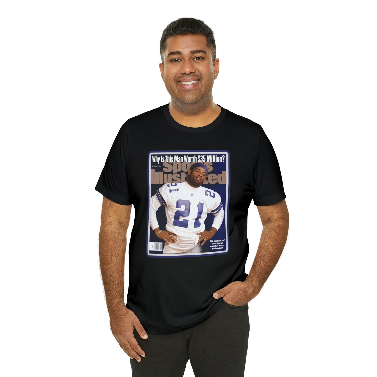 90s Throwback Dallas Cowboys Deion Sanders Sports Illustrated Magazine Unisex Jersey Short Sleeve Tee