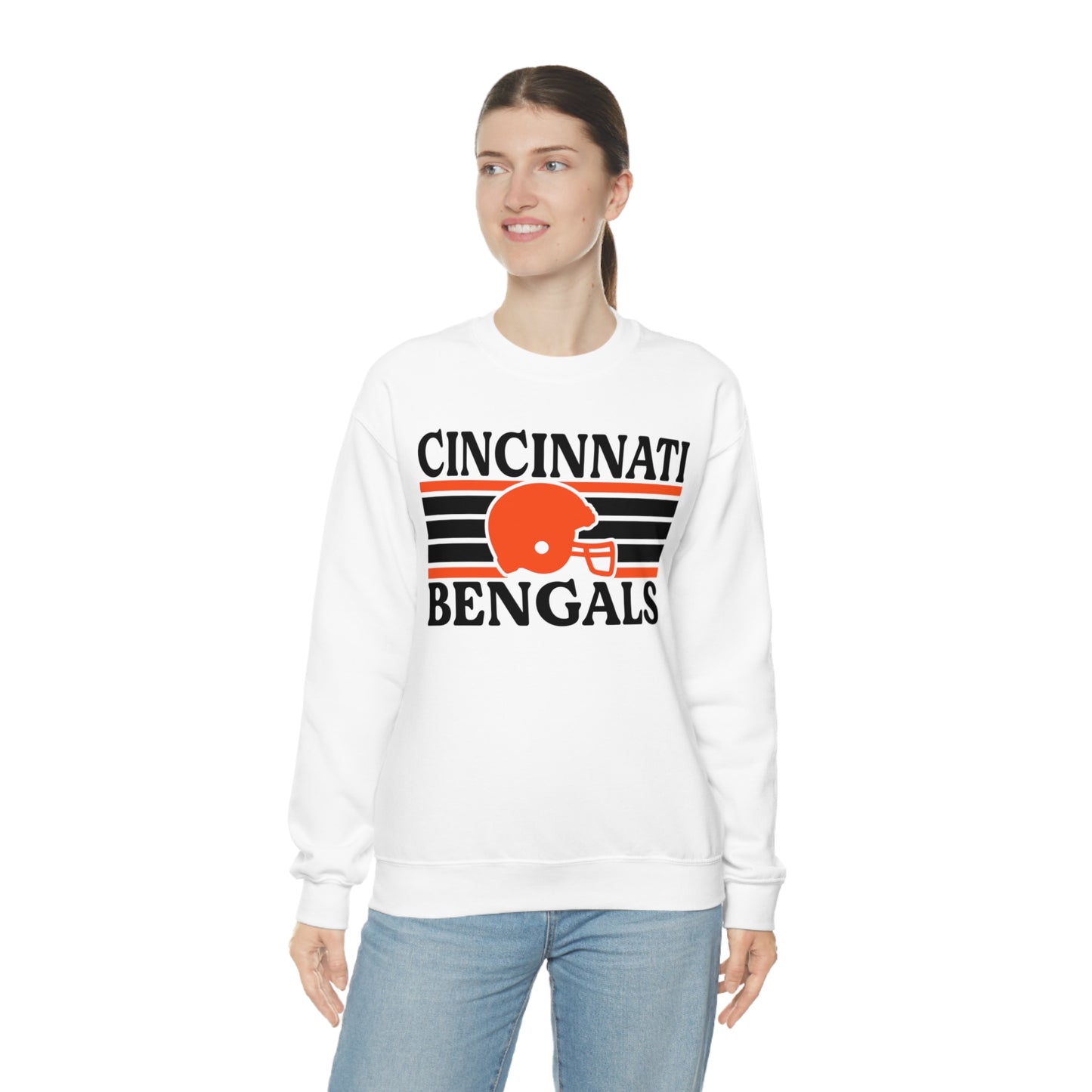 Retro Style Cincinnati Football Unisex Heavy Blend Crewneck Sweatshirt