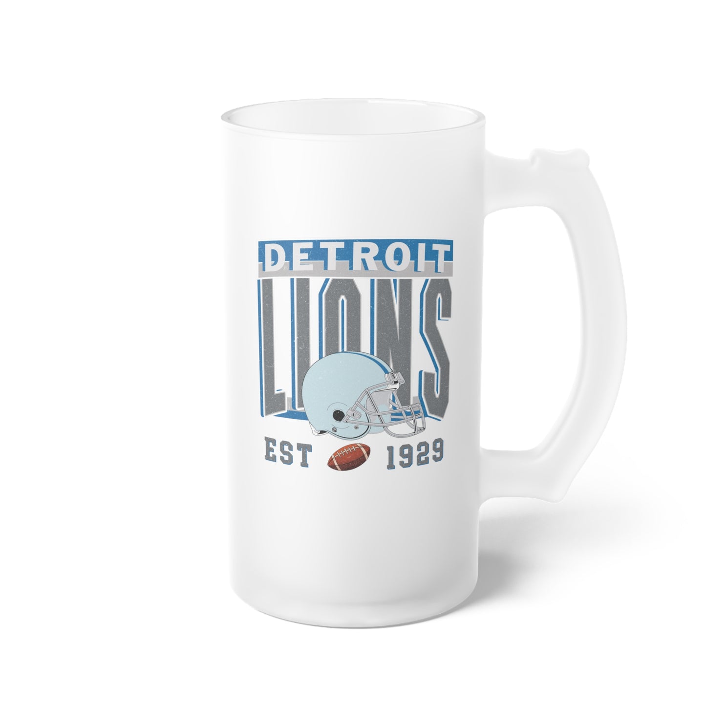 Detroit Football Frosted Glass Beer Mug