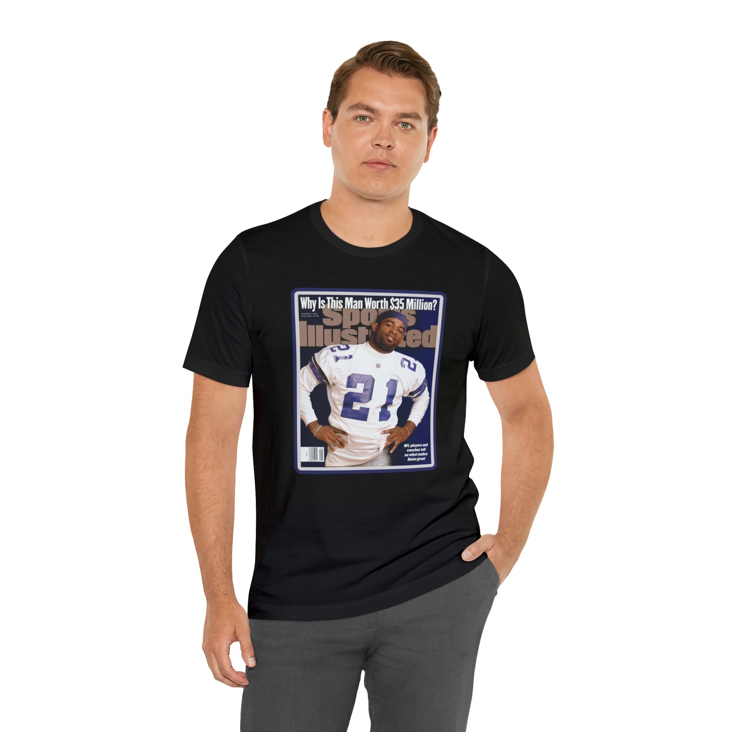 90s Throwback Dallas Cowboys Deion Sanders Sports Illustrated Magazine Unisex Jersey Short Sleeve Tee