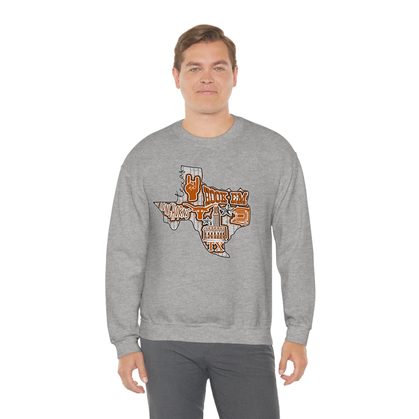 UT Hook Em Austin Texas Longhorn Football Unisex Heavy Blend Crewneck Sweatshirt