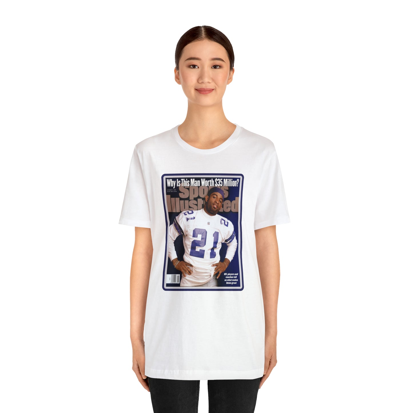 90s Throwback Dallas Cowboys Deion Sanders Sports Illustrated Magazine Unisex Jersey Short Sleeve Tee