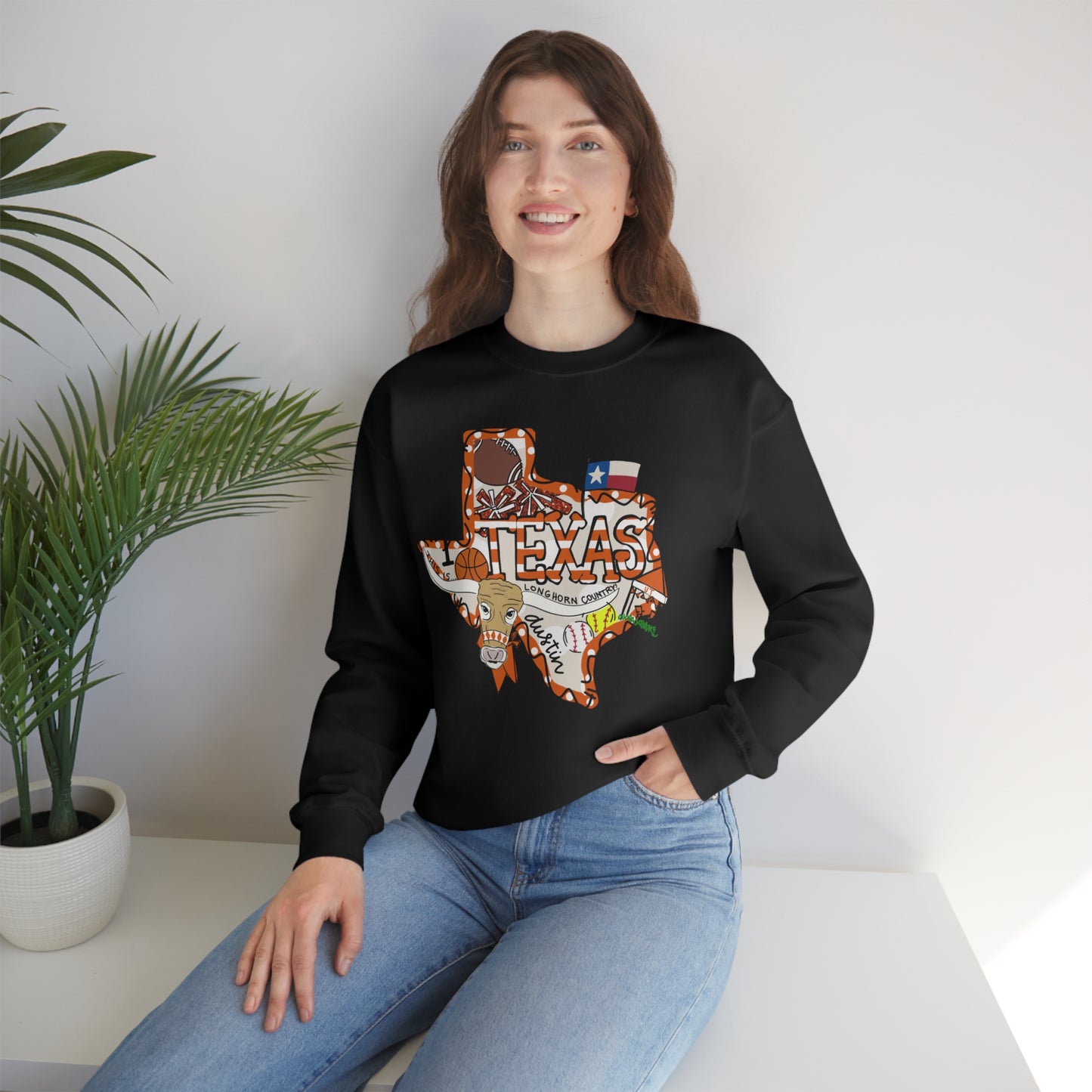 UT Hook Em Austin Texas Longhorn Football Unisex Heavy Blend Crewneck Sweatshirt