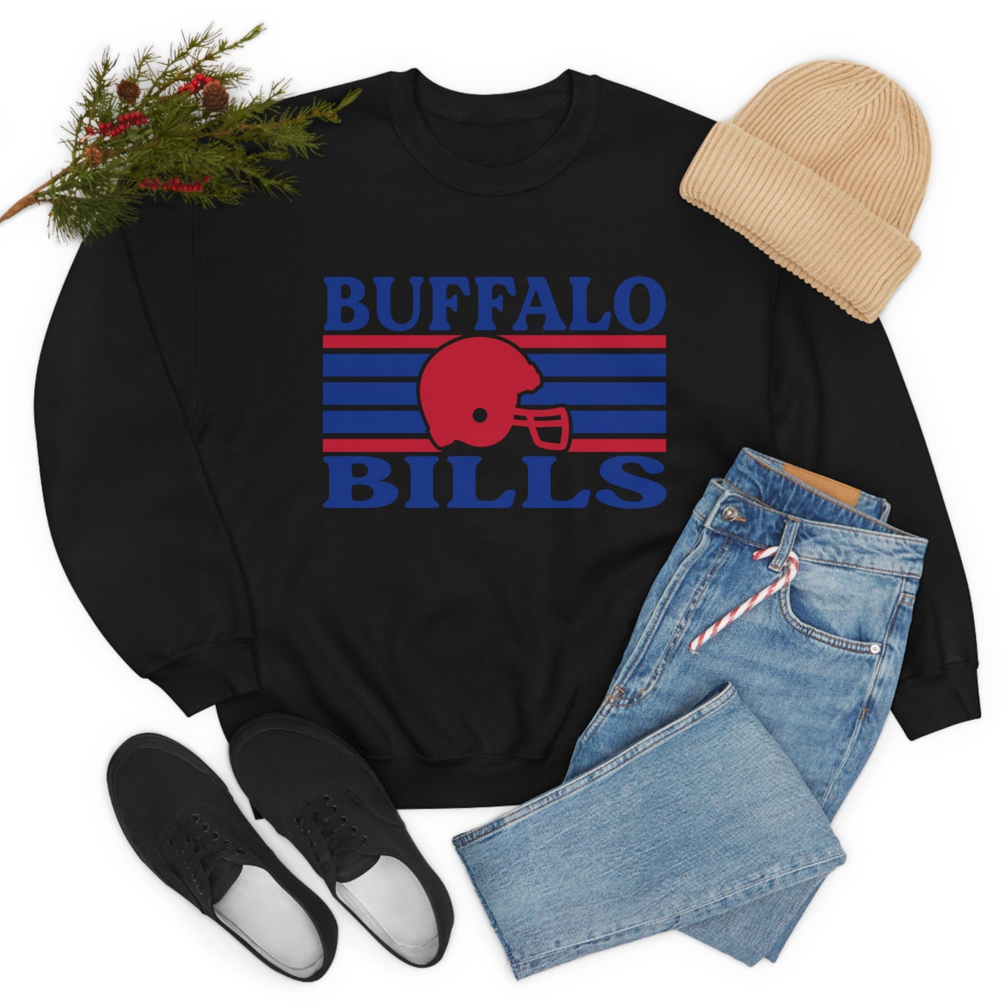 Retro Style Buffalo Football Unisex Heavy Blend Crewneck Sweatshirt
