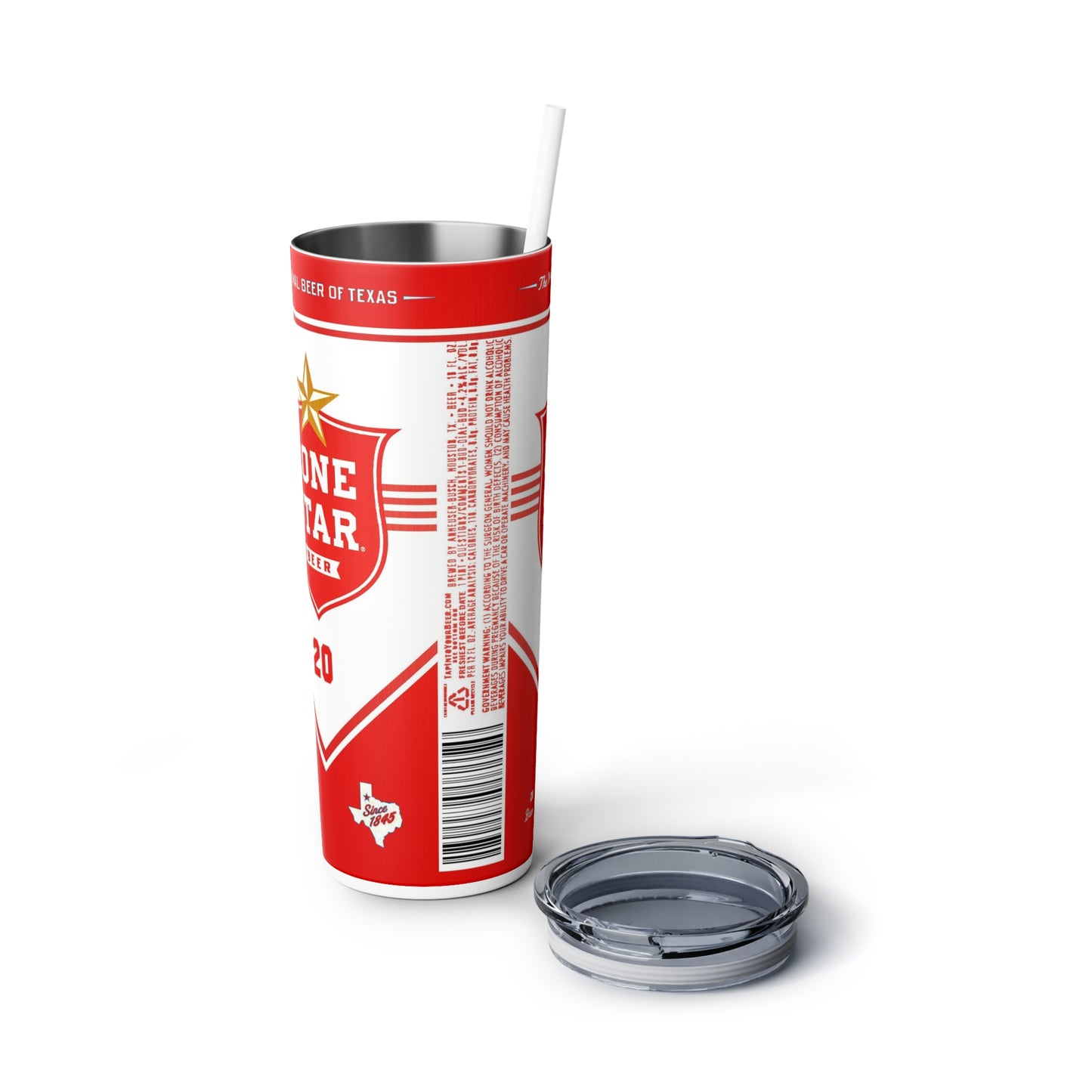 Beer Inspired Skinny Steel Tumbler with Straw, 20oz