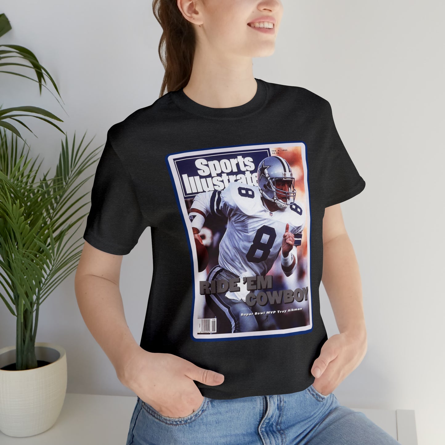 90s Throwback Dallas Cowboys Troy Aikman Sports Illustrated Magazine Unisex Jersey Short Sleeve Tee