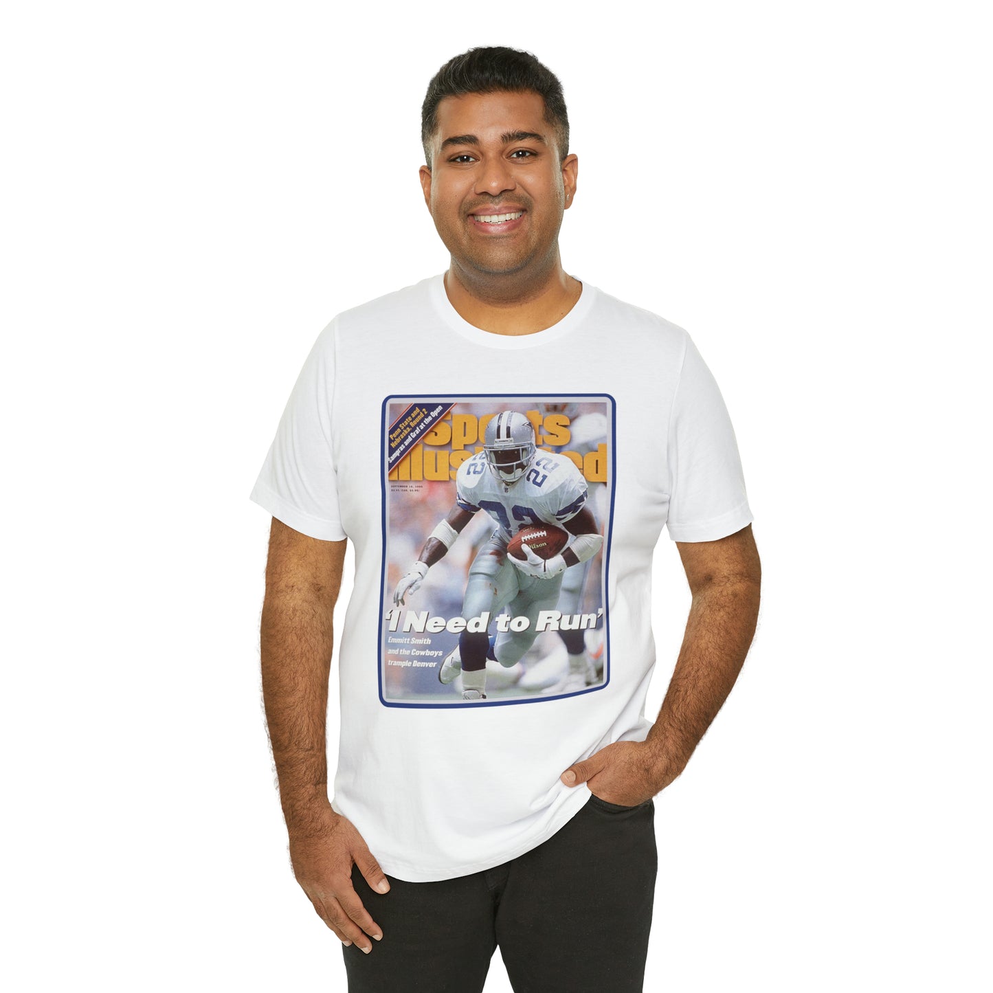 90s Throwback Dallas Cowboys Emmitt Smith v2 Sports Illustrated Magazine Unisex Jersey Short Sleeve Tee
