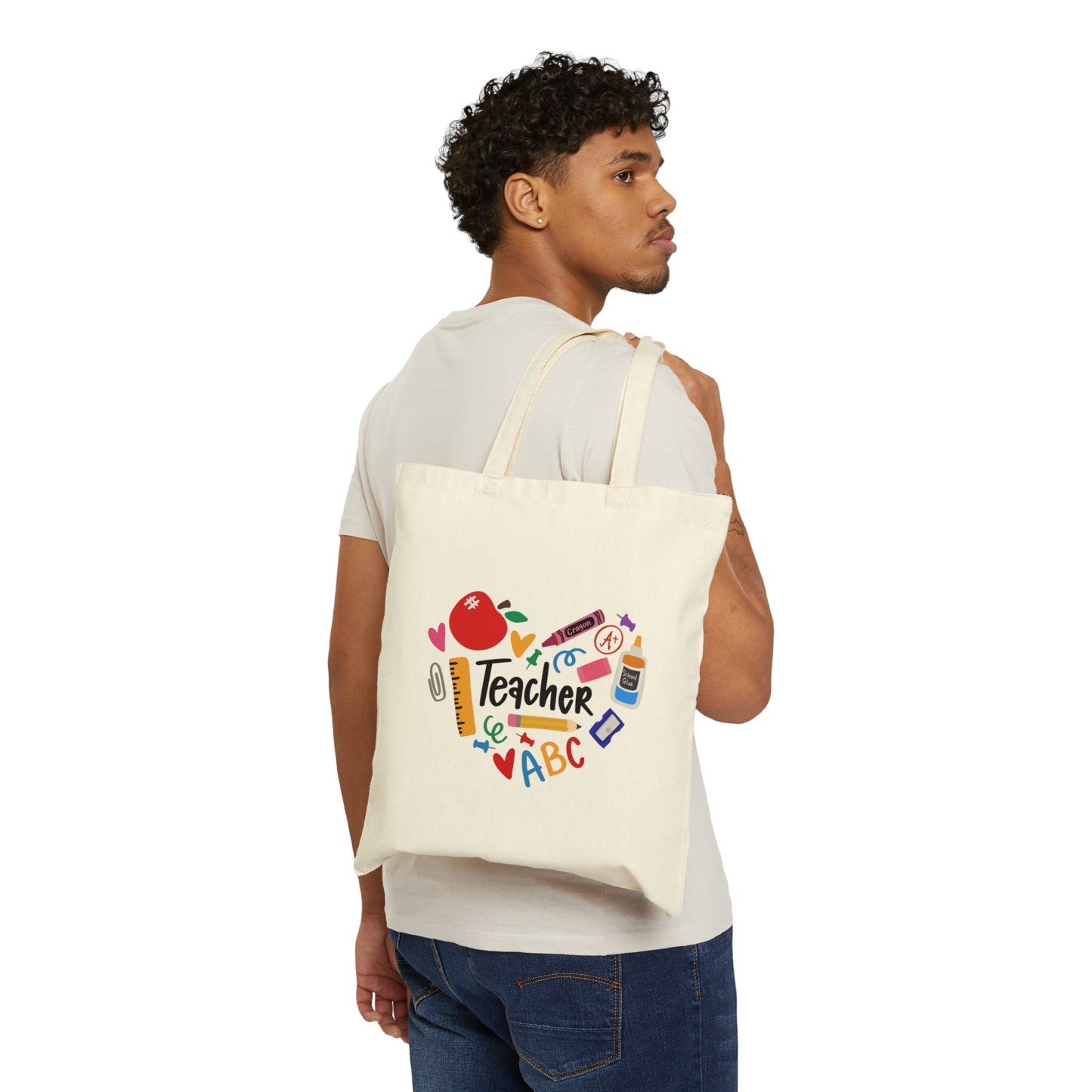 Teacher School Supply Canvas Tote Bag