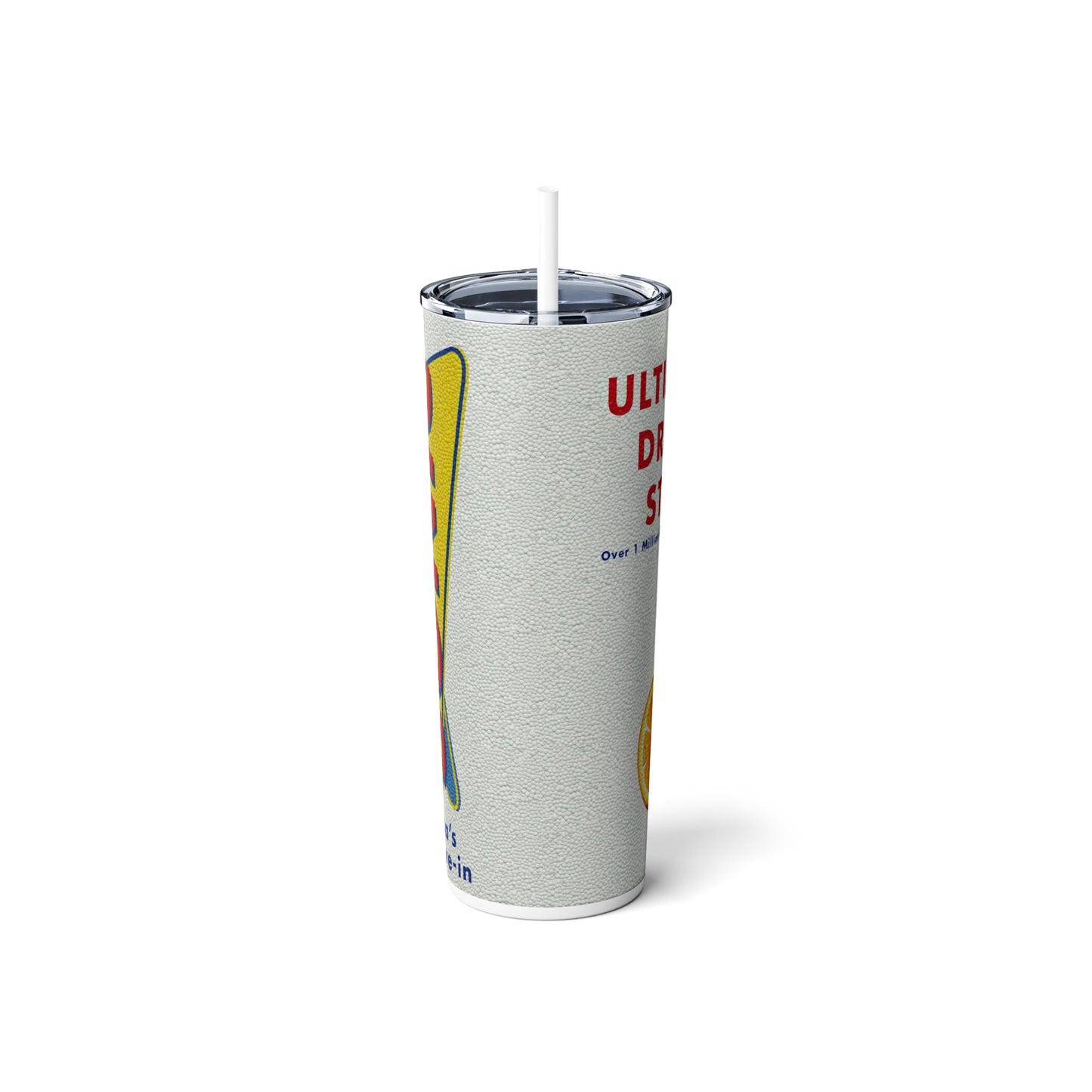 Fast Food Inspired Skinny Steel Tumbler with Straw, 20oz