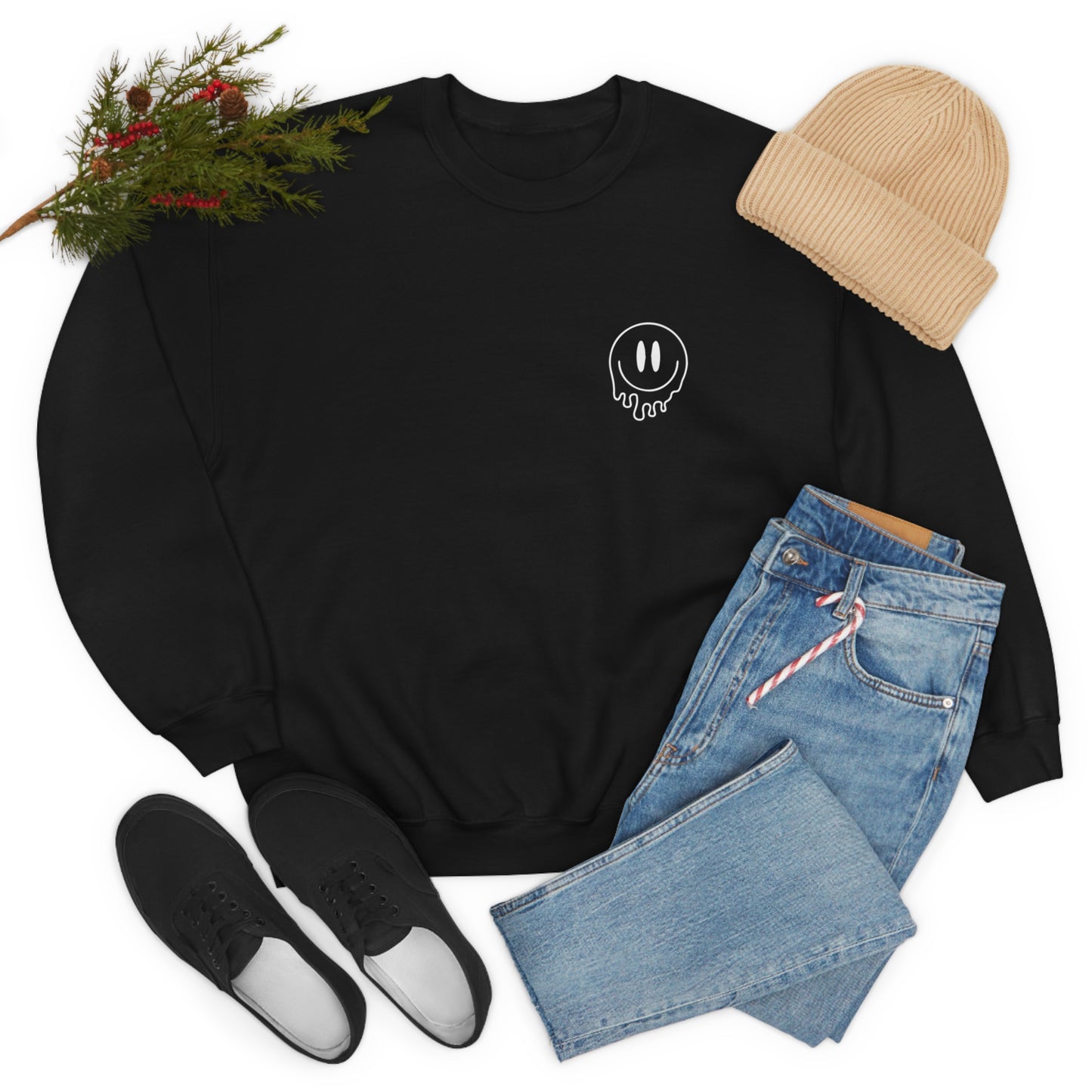 Melting Smiley Cool Moms Club Unisex DryBlend® Crewneck Sweatshirt Front/Back Print