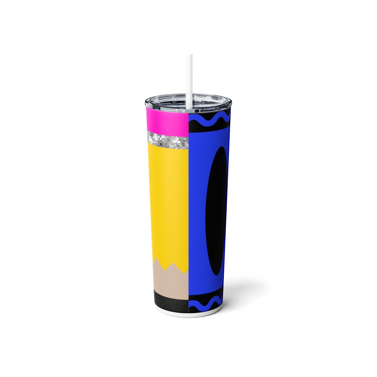 Teacher School Supply - Blue Skinny Steel Tumbler with Straw, 20oz