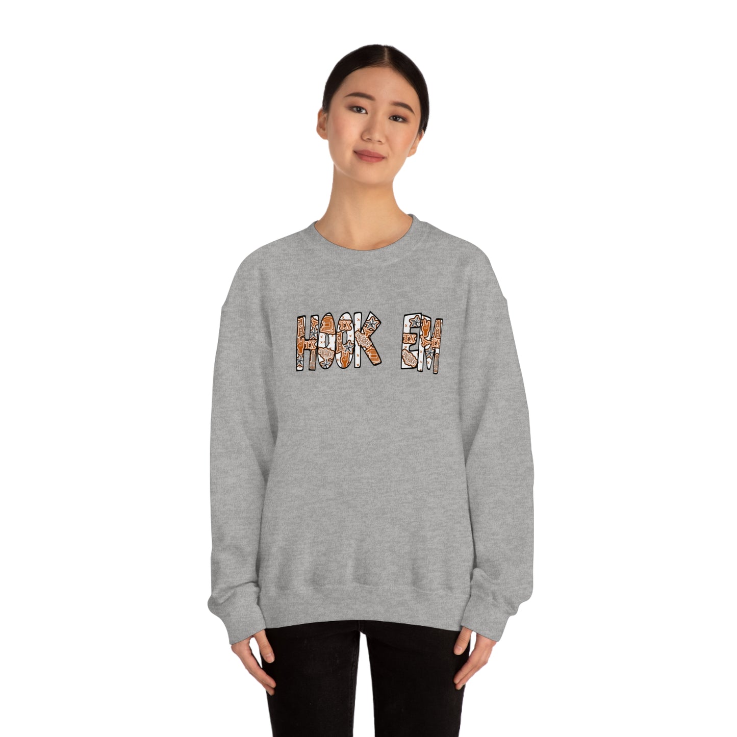 UT Hook Em Austin Texas Longhorn Football Unisex Heavy Blend Crewneck Sweatshirt