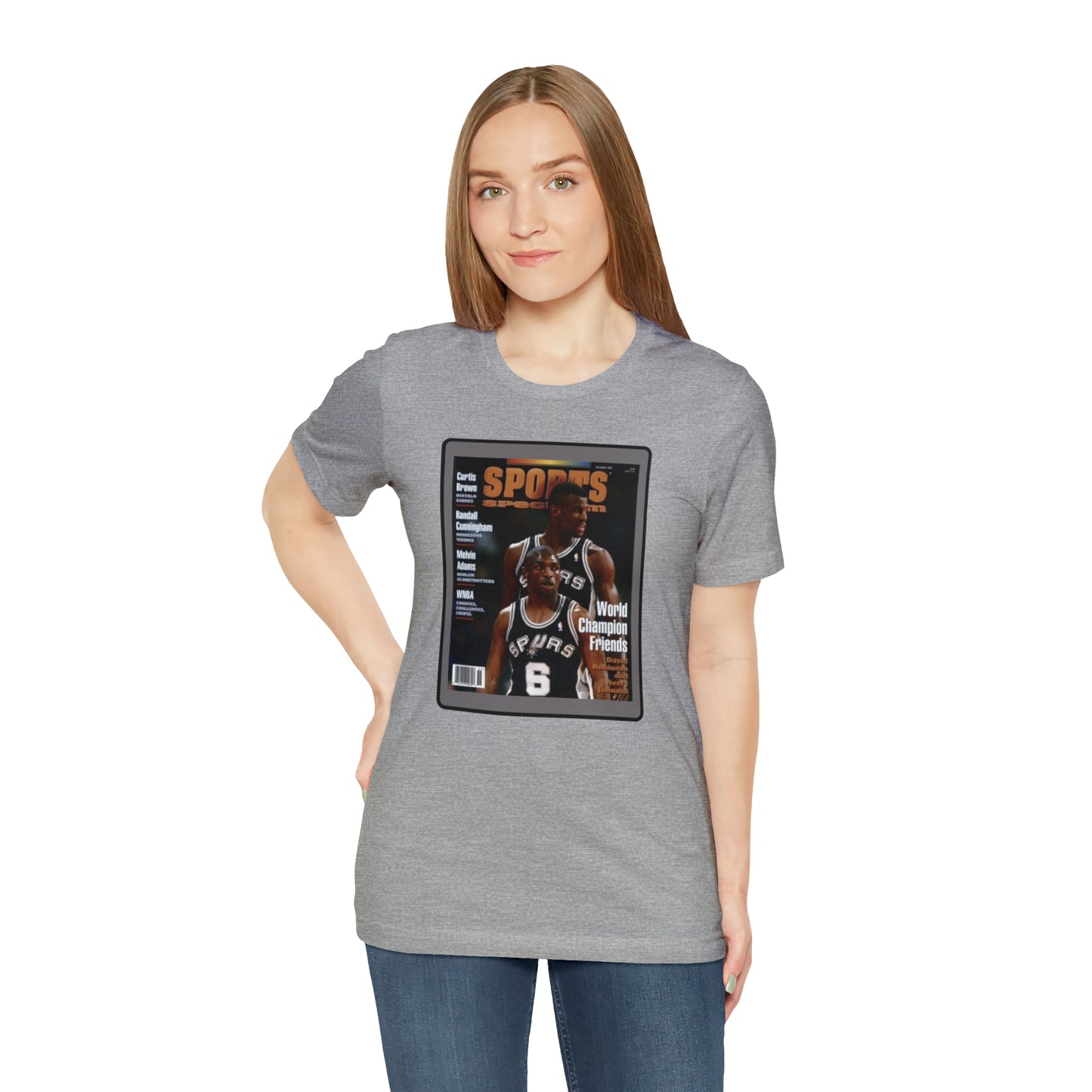 90s Throwback Spurs Basketball David Robinson Avery Johnson Sports Illustrated Unisex Jersey Short Sleeve Tee