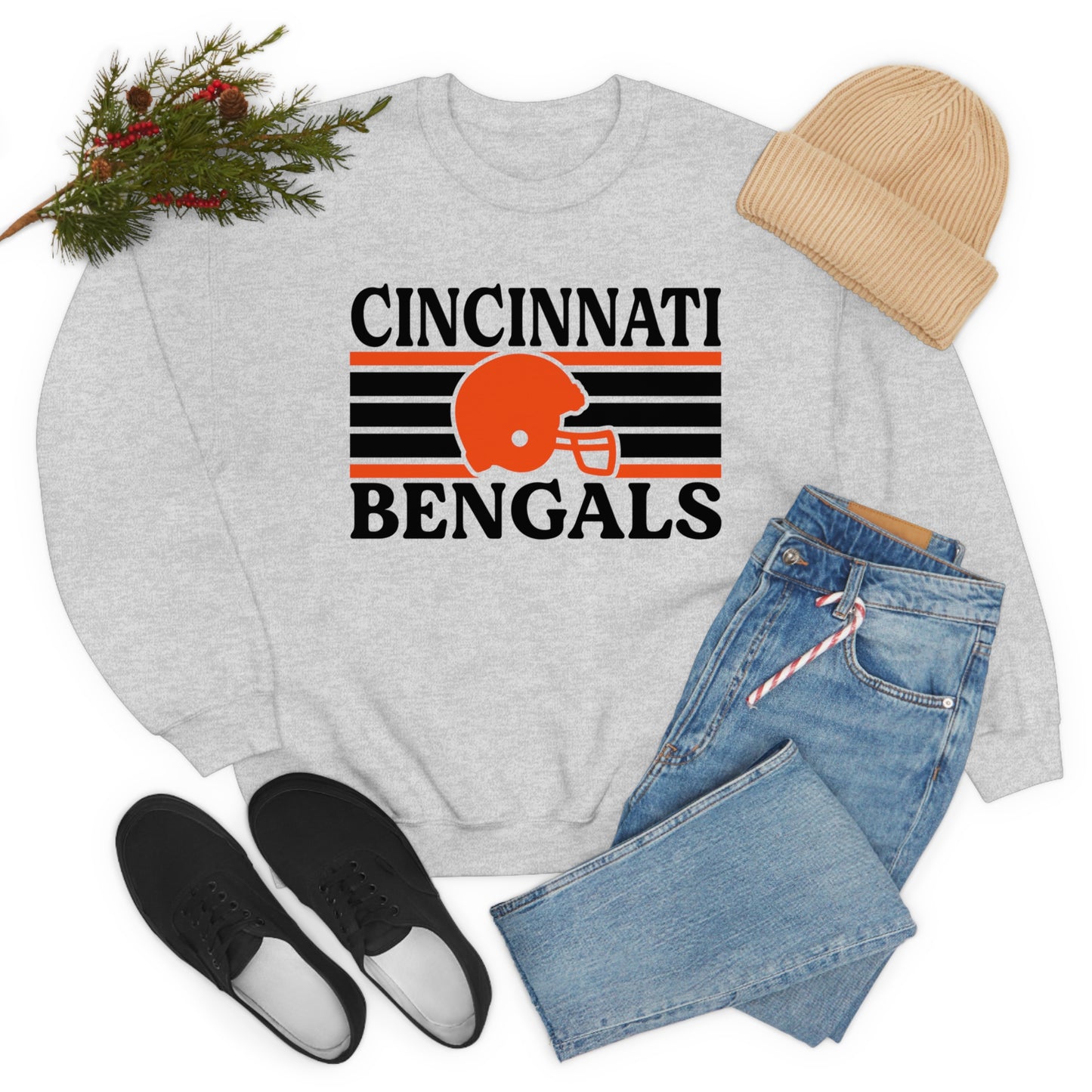 Retro Style Cincinnati Football Unisex Heavy Blend Crewneck Sweatshirt