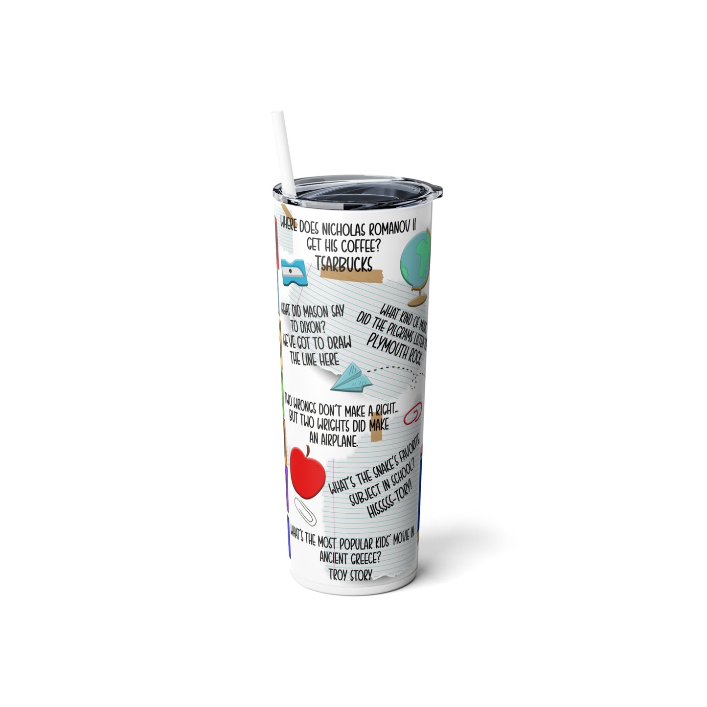 History Teacher Skinny Steel Tumbler with Straw, 20oz