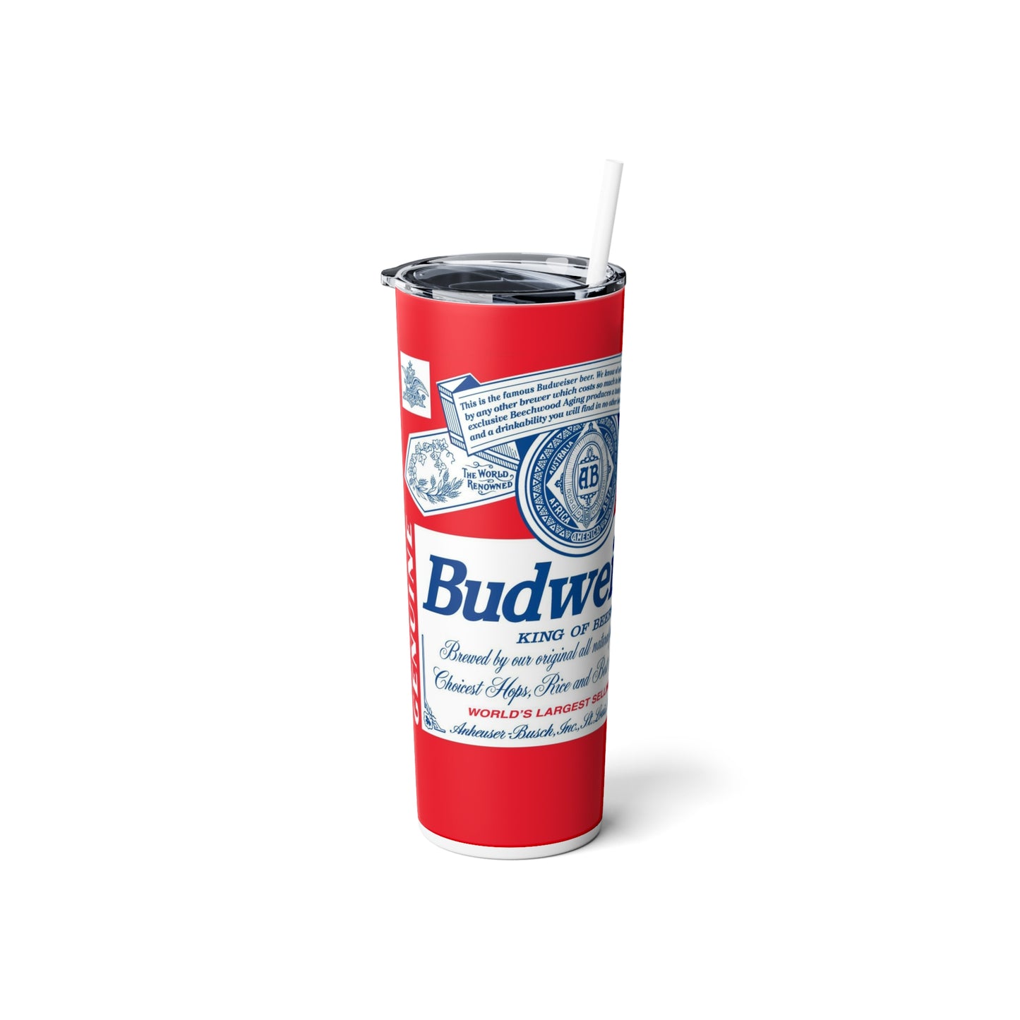 Beer Inspired Skinny Steel Tumbler with Straw, 20oz
