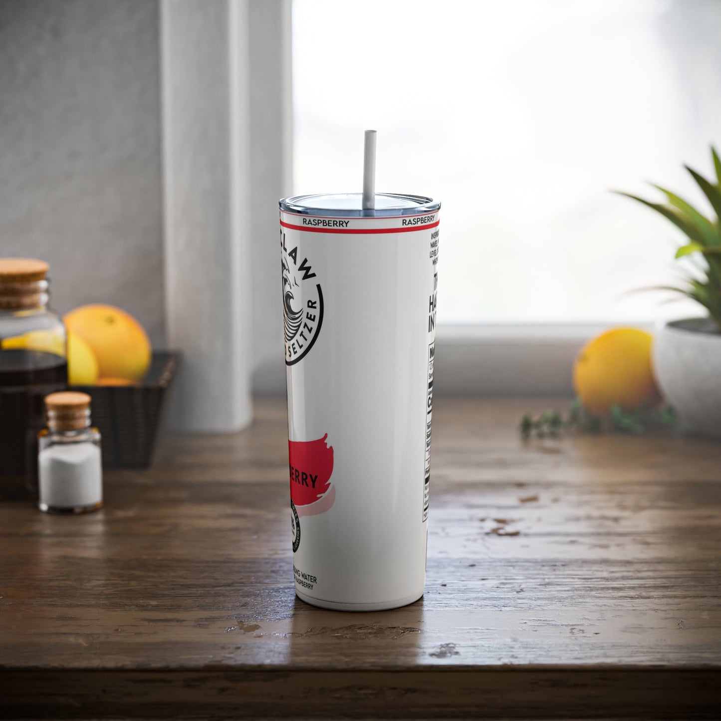 Seltzer Inspired Skinny Steel Tumbler with Straw, 20oz