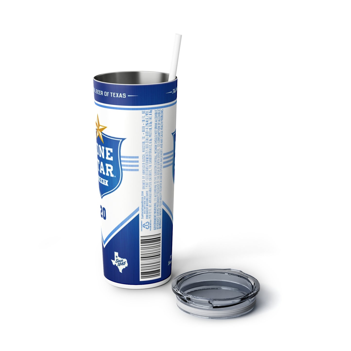 Beer Inspired Skinny Steel Tumbler with Straw, 20oz