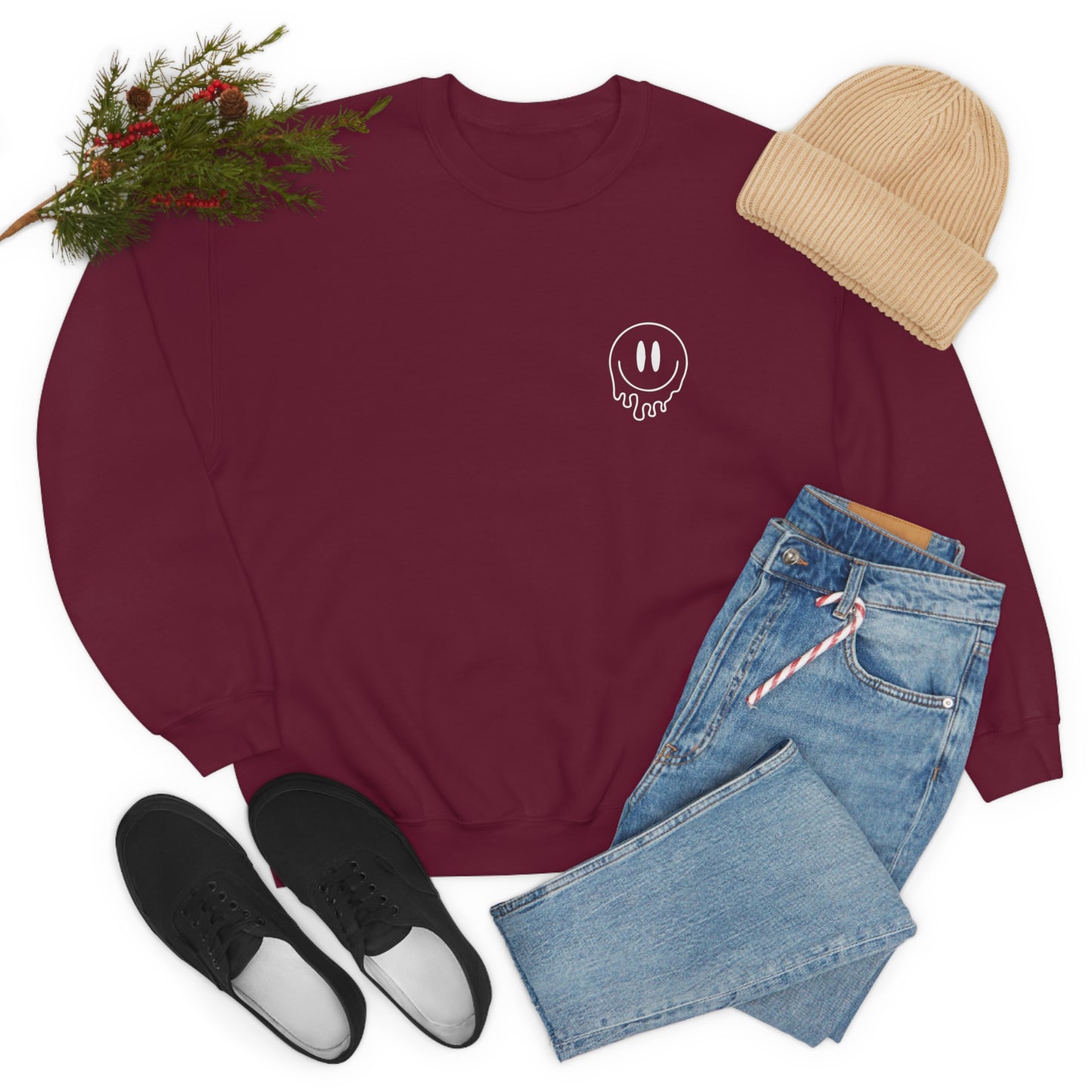 Melting Smiley Cool Moms Club Unisex DryBlend® Crewneck Sweatshirt Front/Back Print