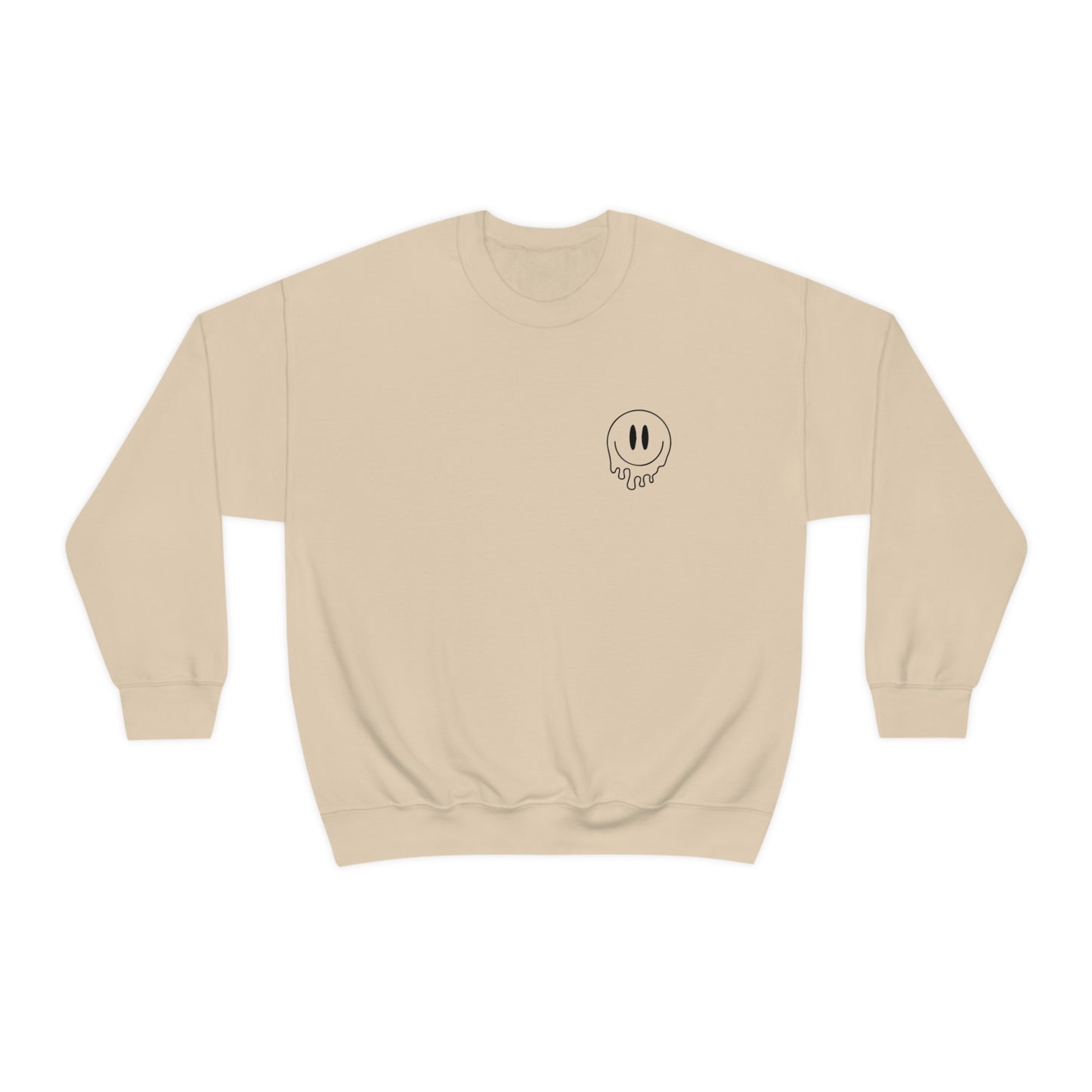 Melting Smiley Tired Moms Club Unisex DryBlend® Crewneck Sweatshirt Front/Back Print