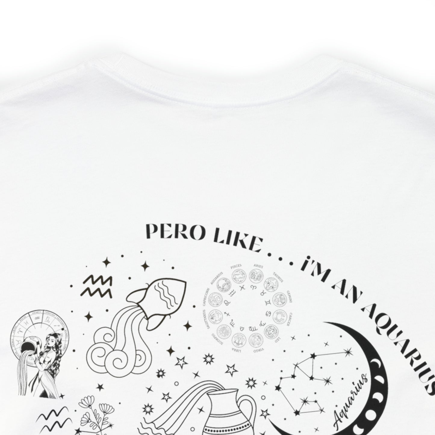 Zodiac Aquarius - Astrology Unisex Jersey Short Sleeve Tee Front/Back Print