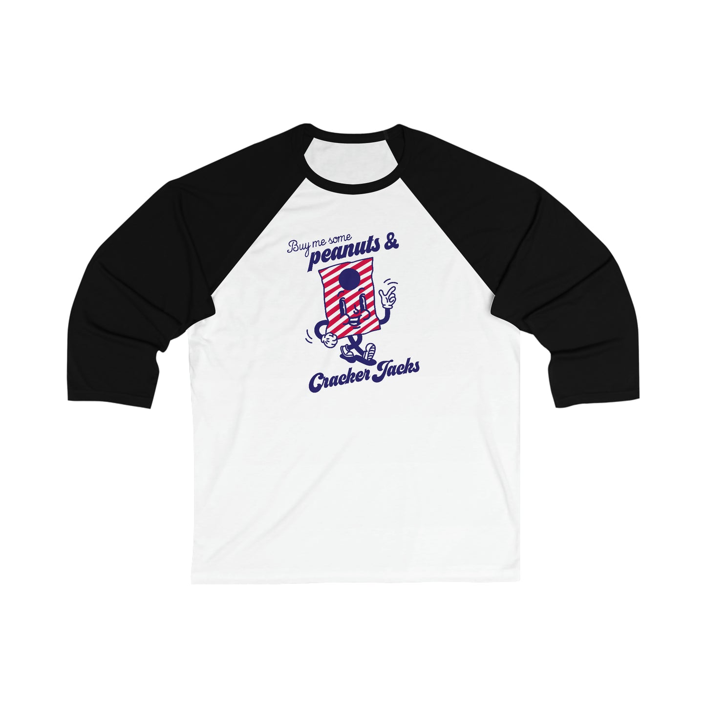 Retro Inspired Peanuts and Cracker Jacks Baseball Unisex Ringer Tee