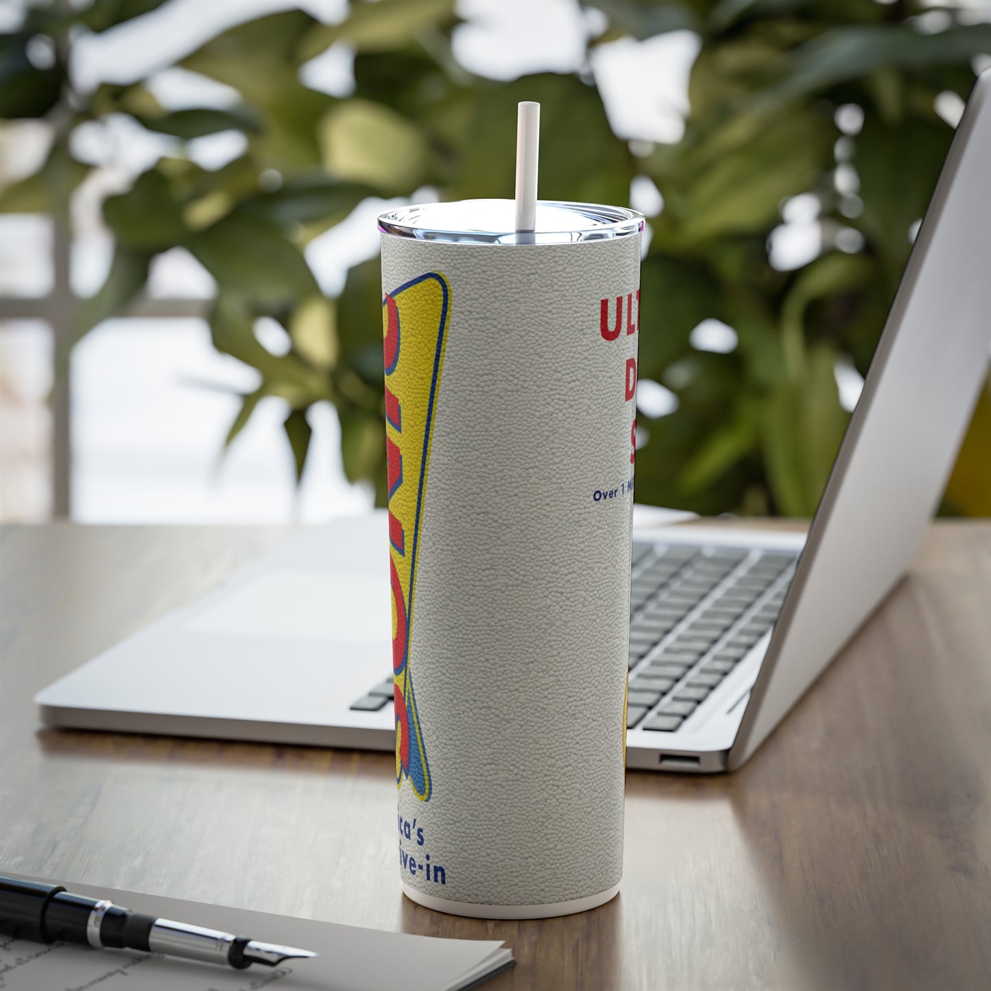 Fast Food Inspired Skinny Steel Tumbler with Straw, 20oz