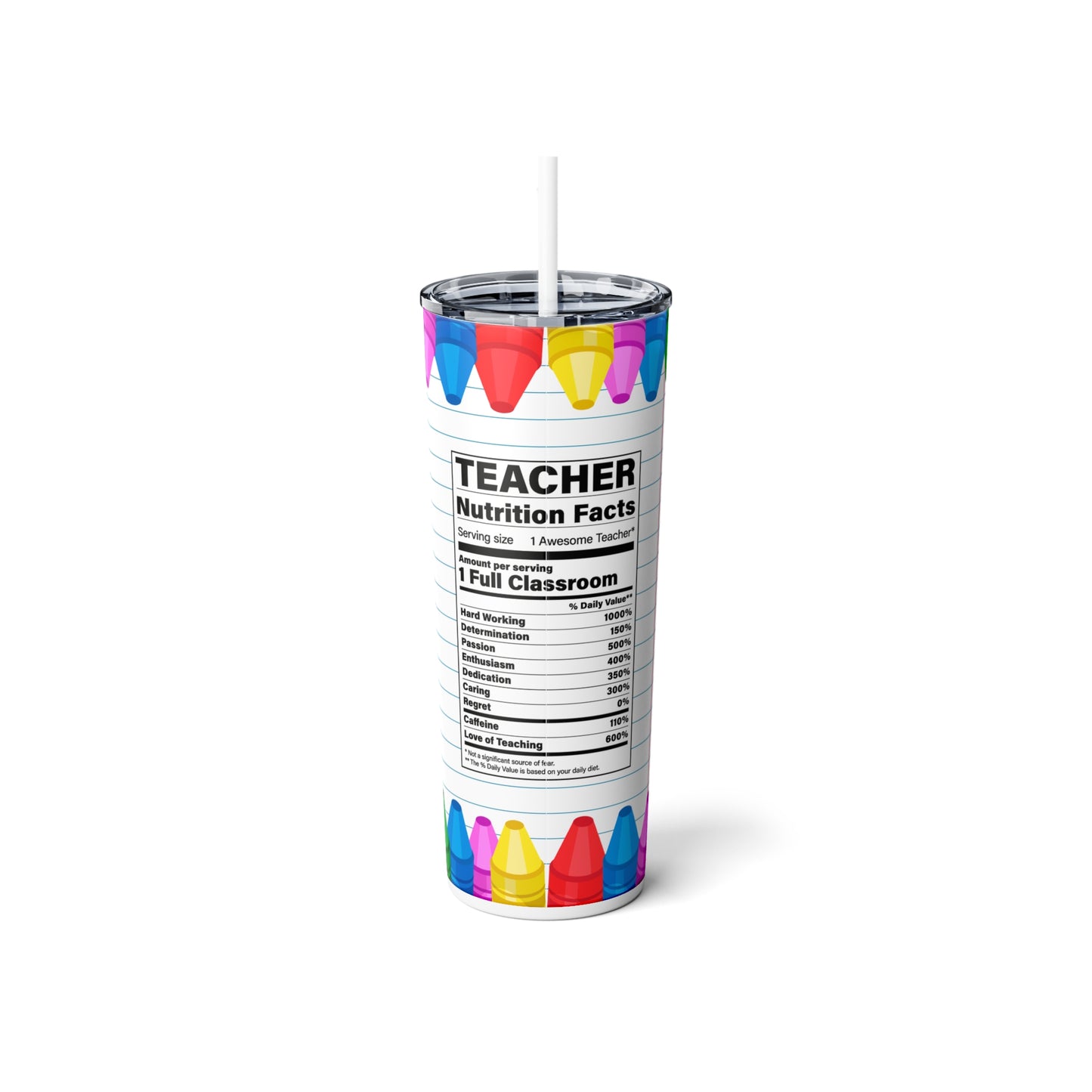 Best Teacher Ever Skinny Steel Tumbler with Straw, 20oz