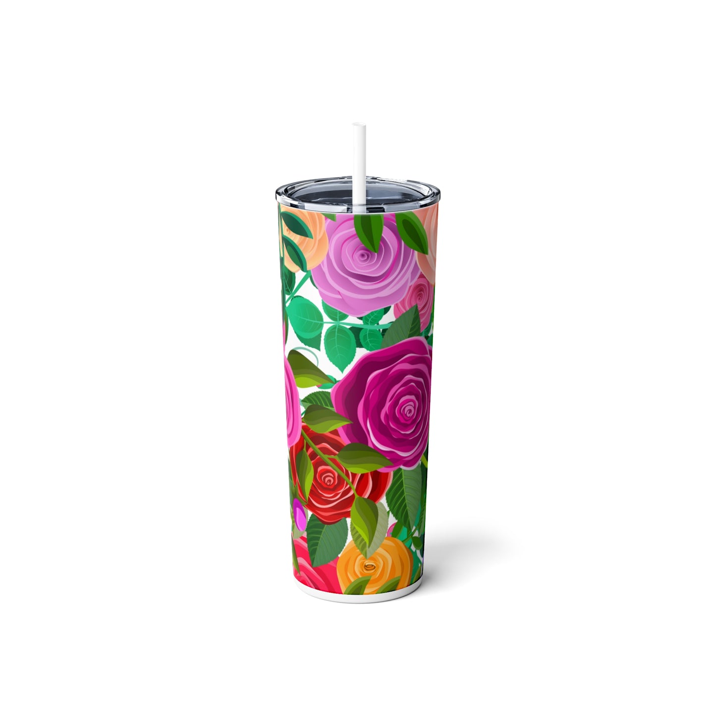 La Flor Steel Tumbler with Straw, 20oz