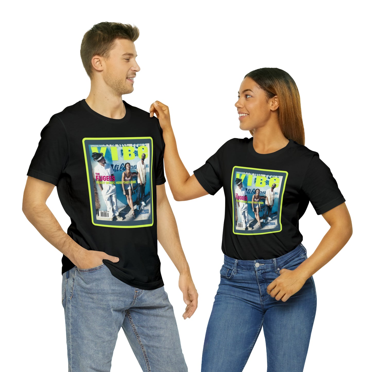 90s Throwback The Fugees Wyclef Jean, Pras Michel, and Lauryn Hill Vibe Magazine Unisex Jersey Short Sleeve Tee