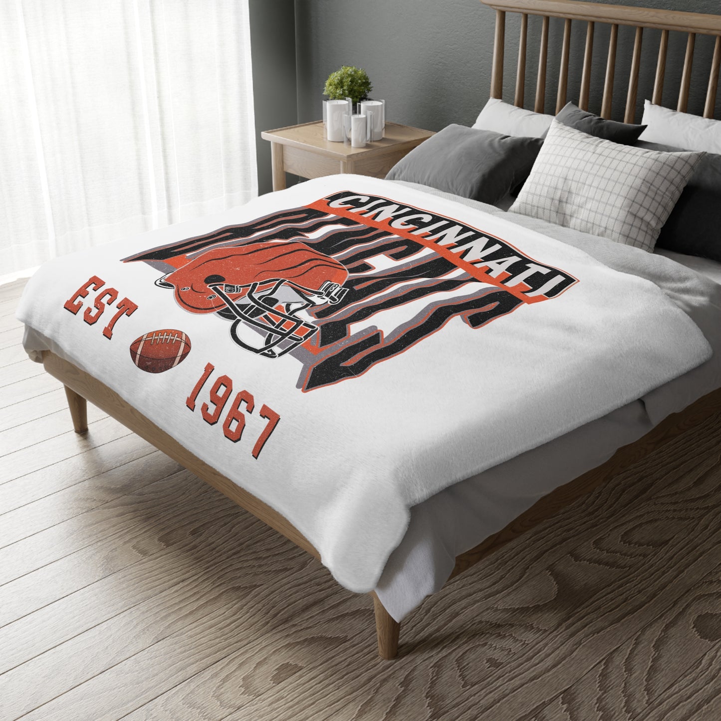 Cincinnati Football Velveteen Minky Throw Blanket