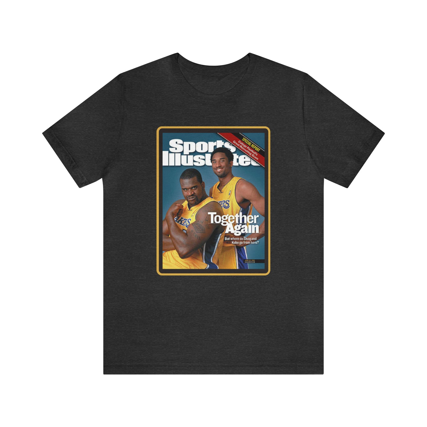 90s Throwback Lakers Kobe Shaq Sports Illustrated Magazine Unisex Jersey Short Sleeve Tee