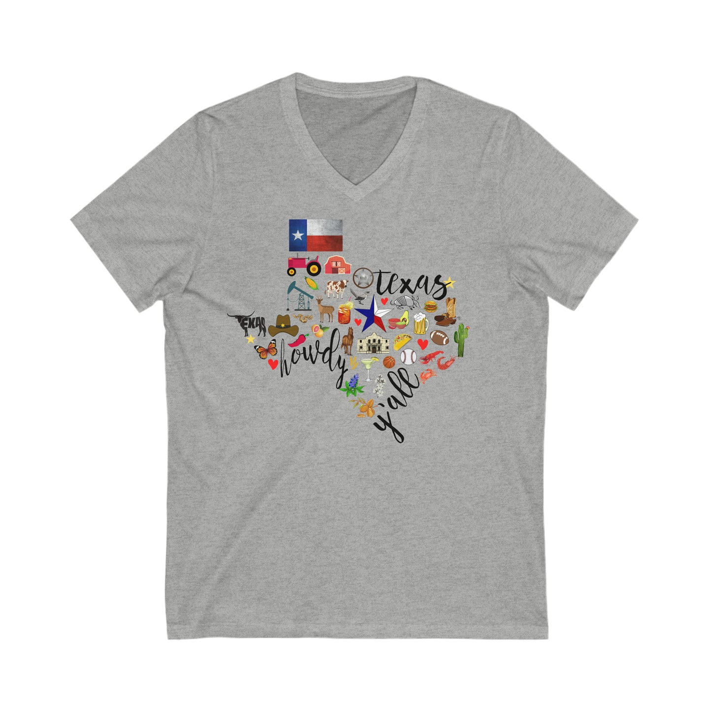 Texas Unisex Jersey Short Sleeve V-Neck Tee