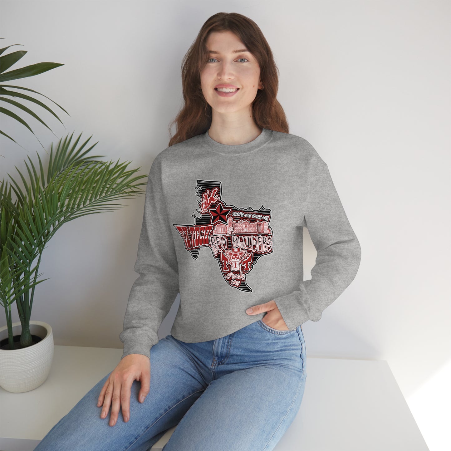 Texas Tech Lubbock Football Unisex Heavy Blend Crewneck Sweatshirt