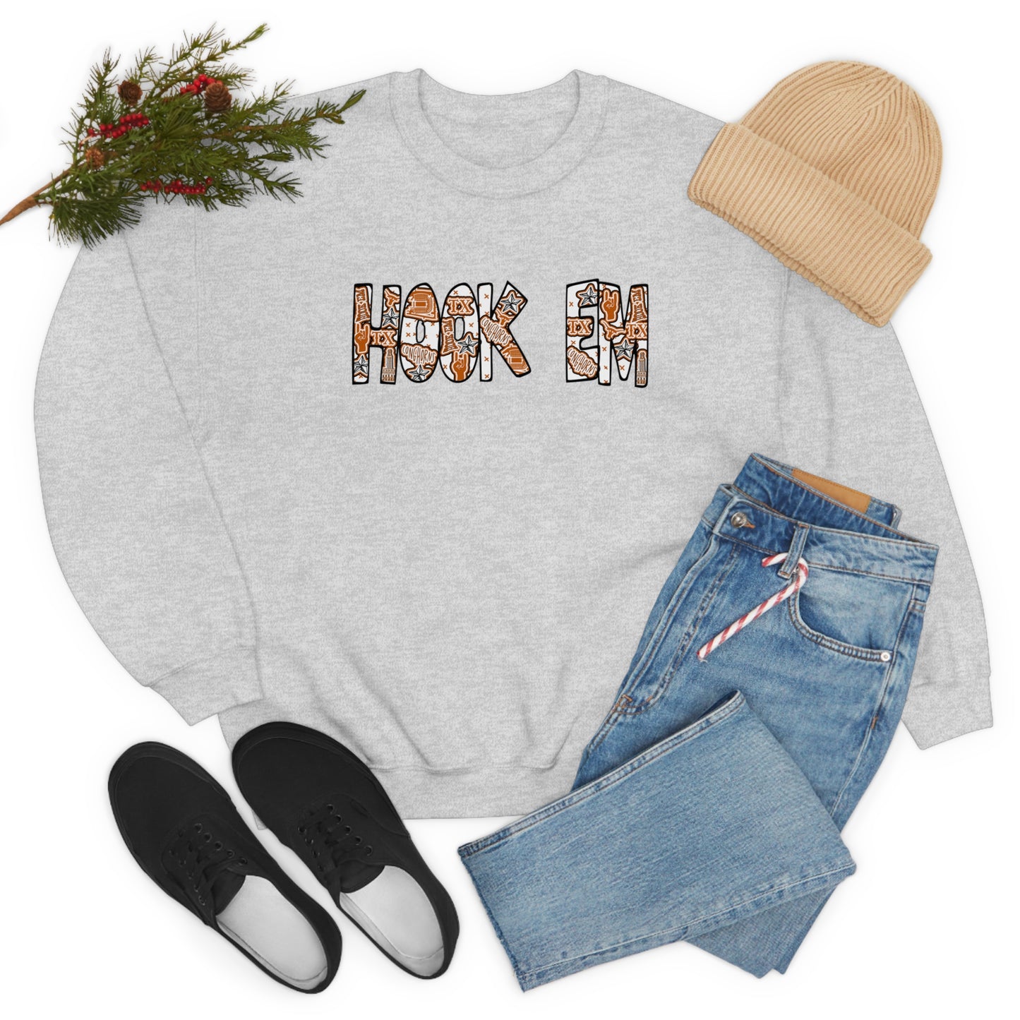 UT Hook Em Austin Texas Longhorn Football Unisex Heavy Blend Crewneck Sweatshirt