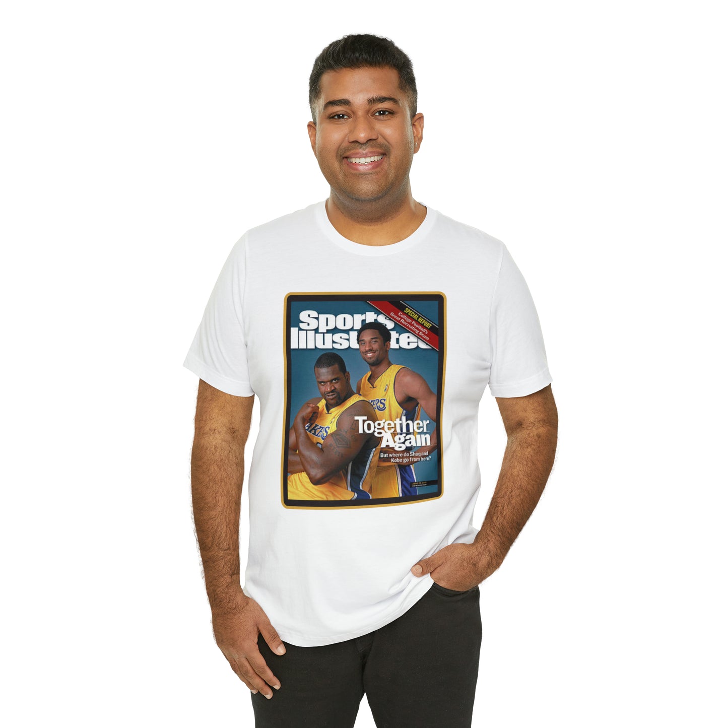 90s Throwback Lakers Kobe Shaq Sports Illustrated Magazine Unisex Jersey Short Sleeve Tee