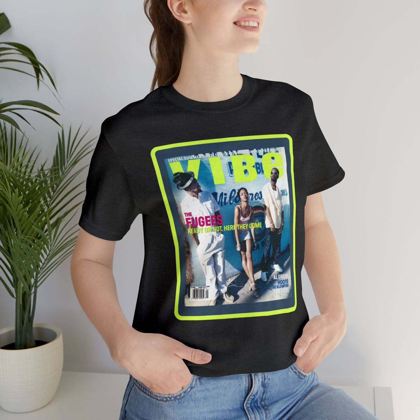 90s Throwback The Fugees Wyclef Jean, Pras Michel, and Lauryn Hill Vibe Magazine Unisex Jersey Short Sleeve Tee