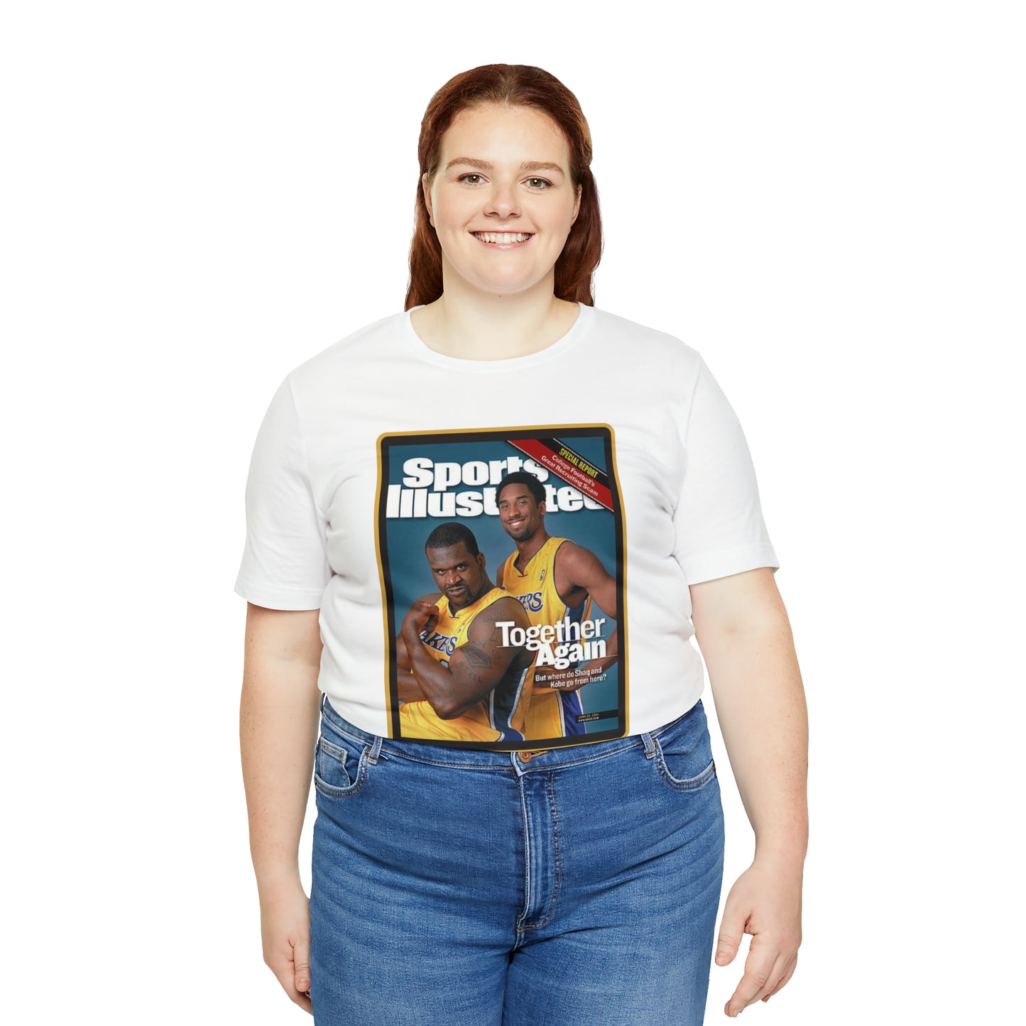 90s Throwback Lakers Kobe Shaq Sports Illustrated Magazine Unisex Jersey Short Sleeve Tee