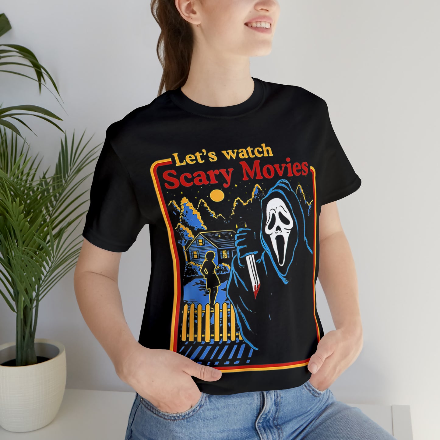 Scream Let's Watch Scary Movies | Unisex Jersey Short Sleeve Tee