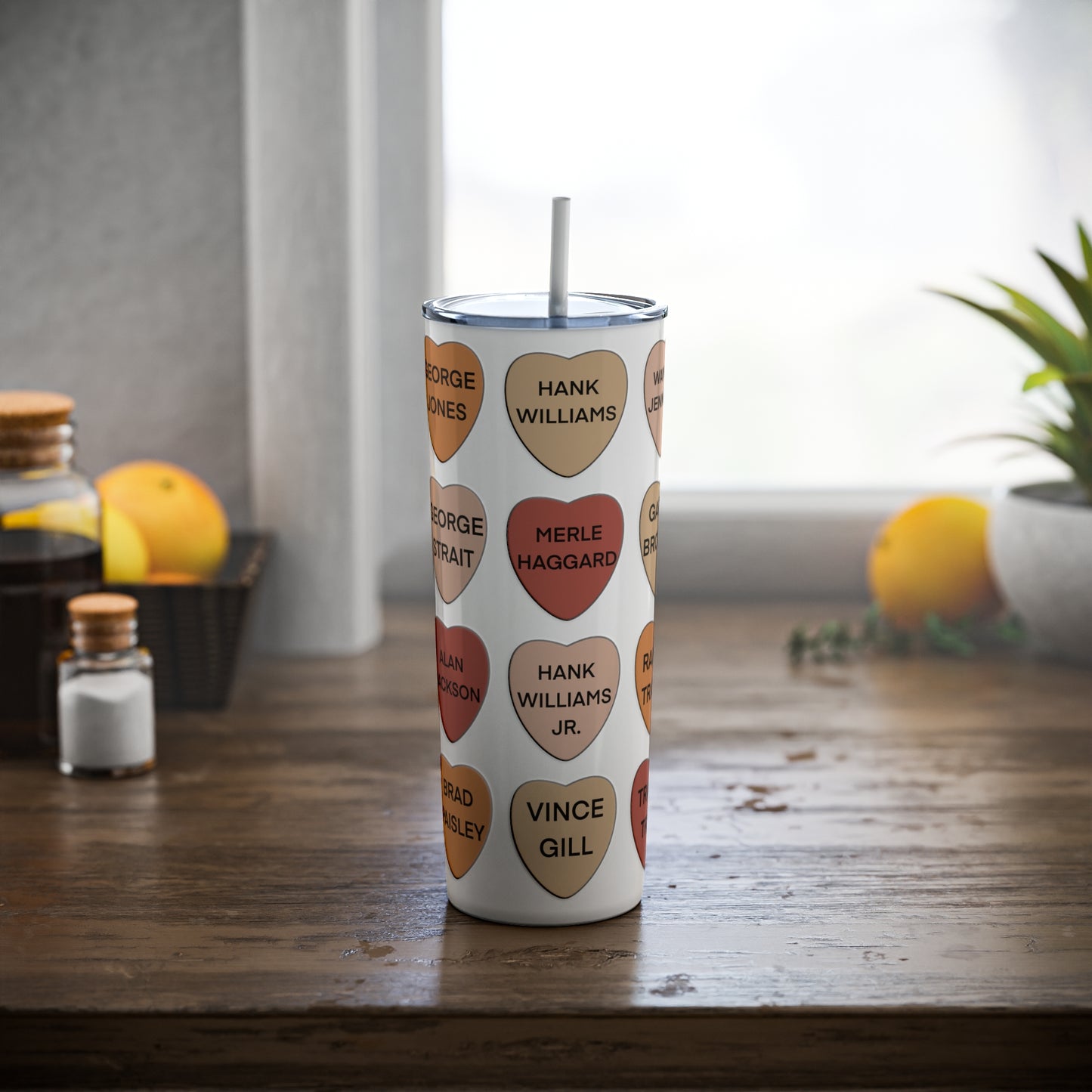 Classic Country Singers Steel Tumbler with Straw, 20oz