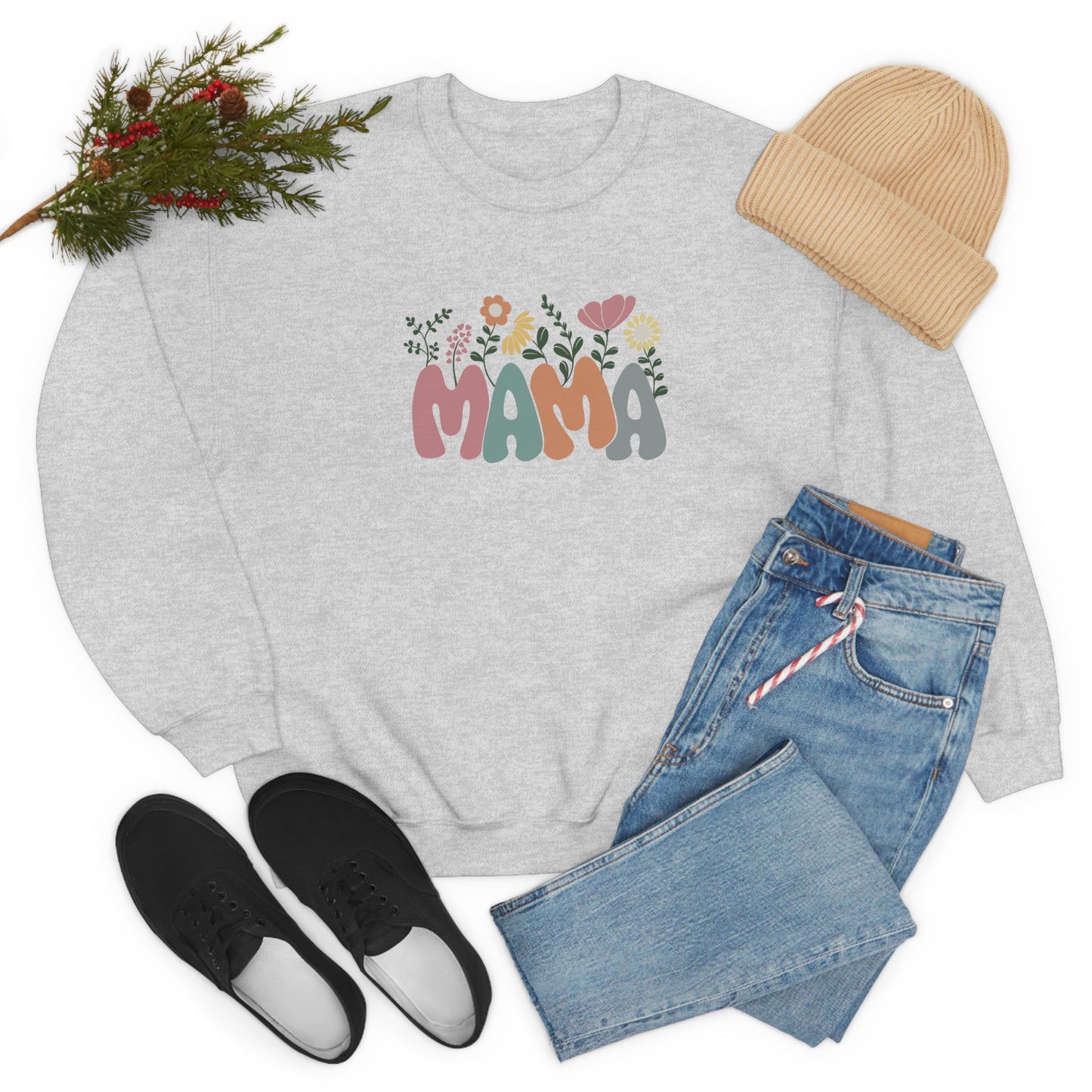 Mama Floral Unisex DryBlend® Crewneck Sweatshirt