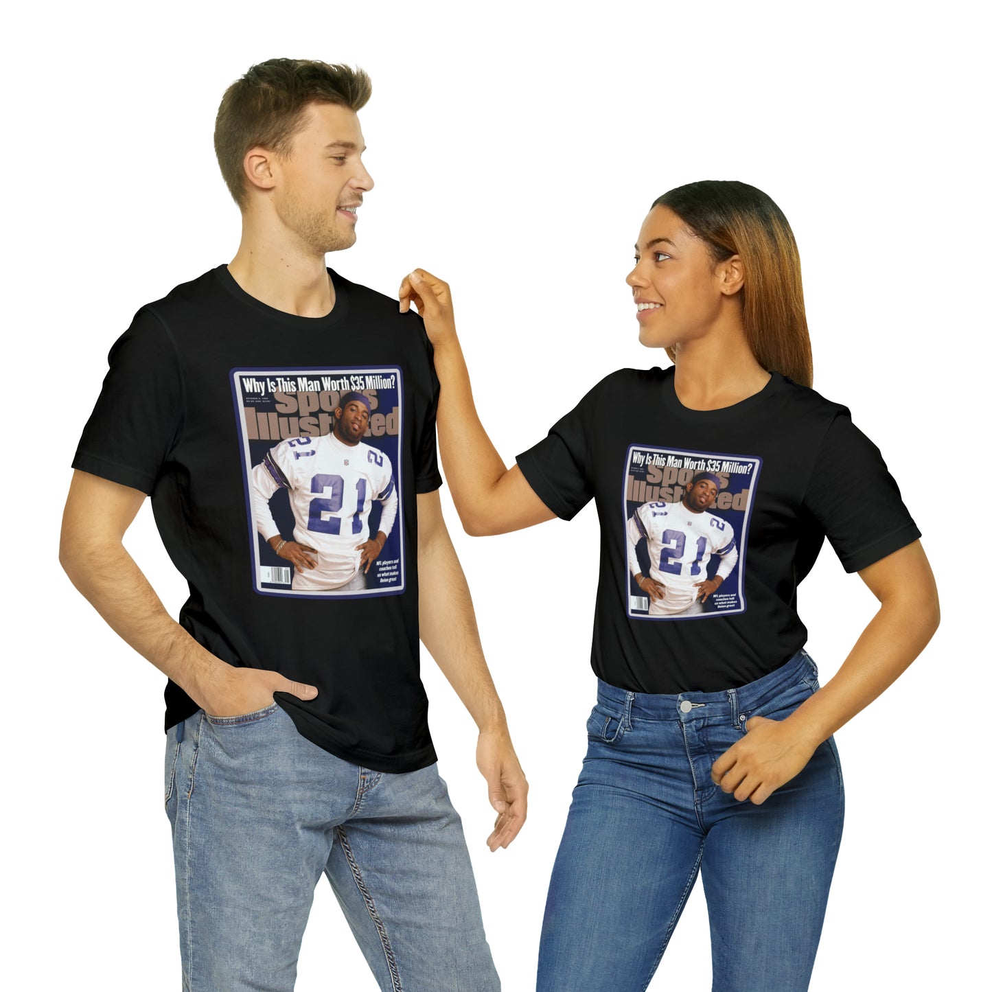 90s Throwback Dallas Cowboys Deion Sanders Sports Illustrated Magazine Unisex Jersey Short Sleeve Tee