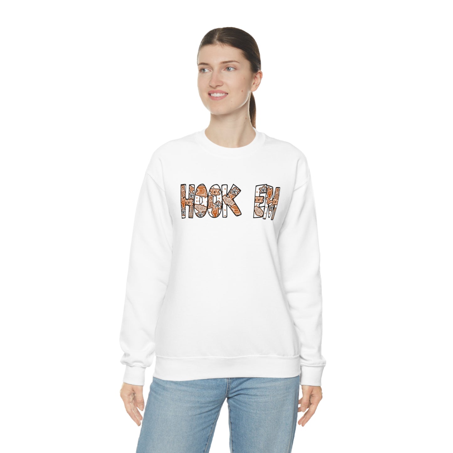 UT Hook Em Austin Texas Longhorn Football Unisex Heavy Blend Crewneck Sweatshirt