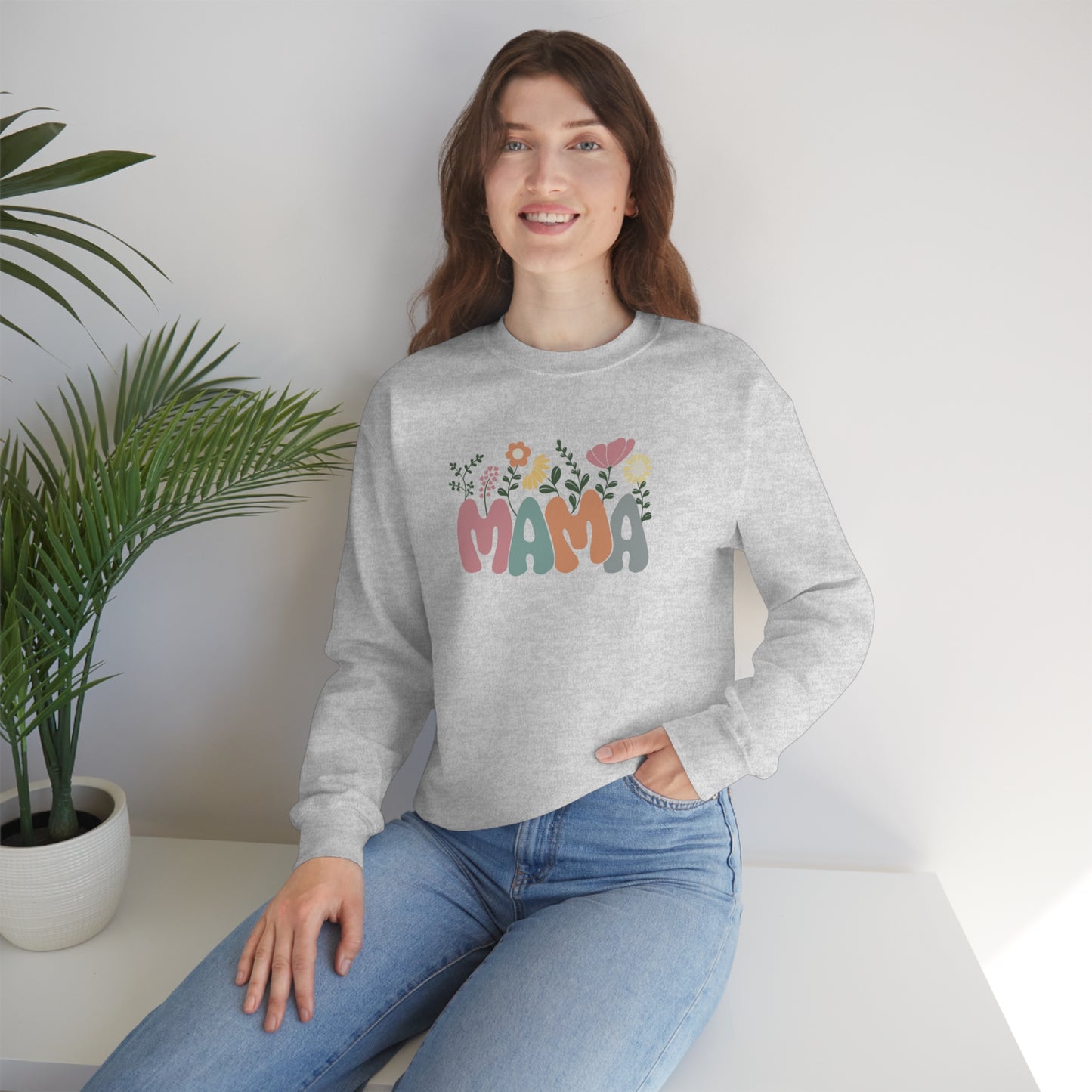 Mama Floral Unisex DryBlend® Crewneck Sweatshirt