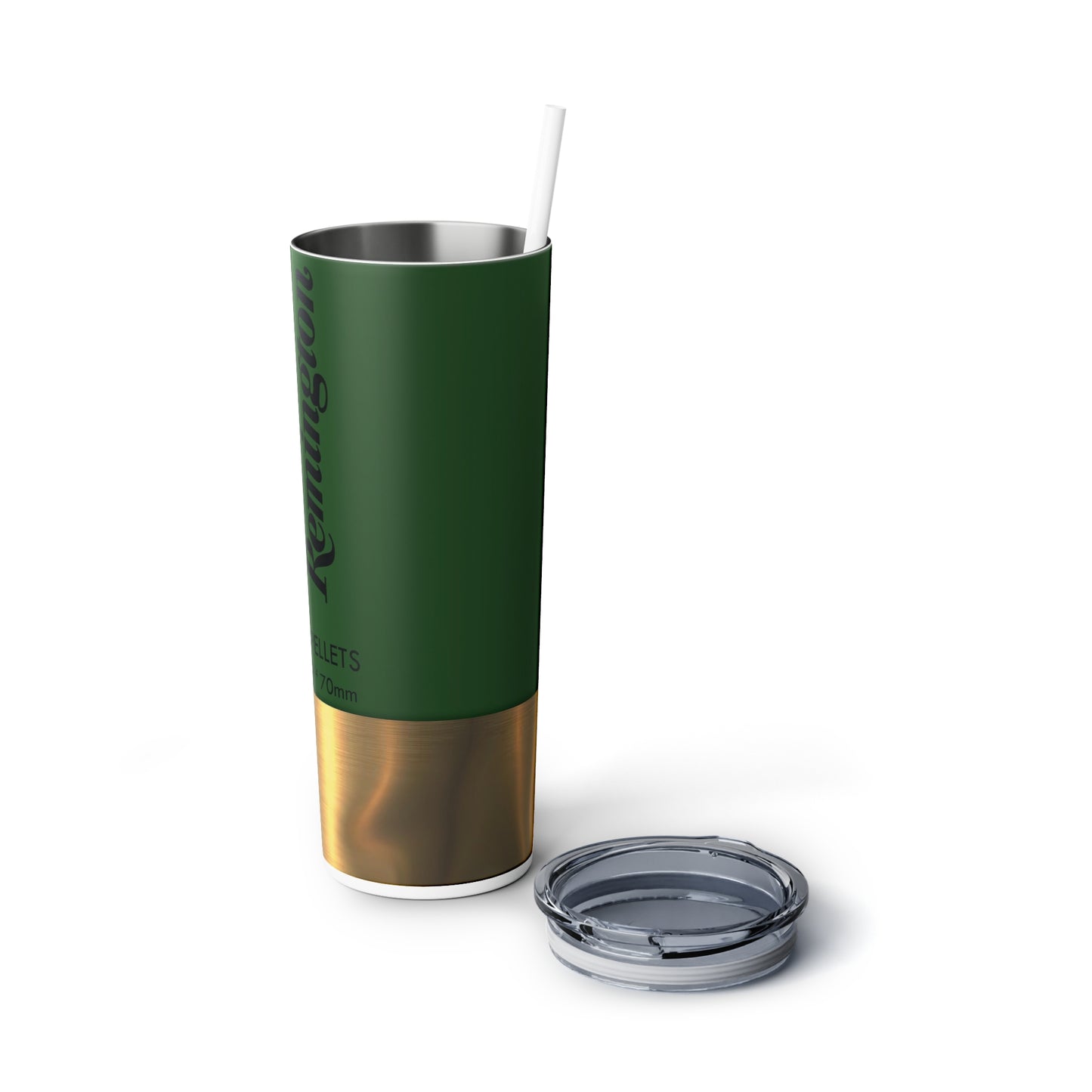 Remington Shotgun Shell Green Skinny Steel Tumbler with Straw, 20oz