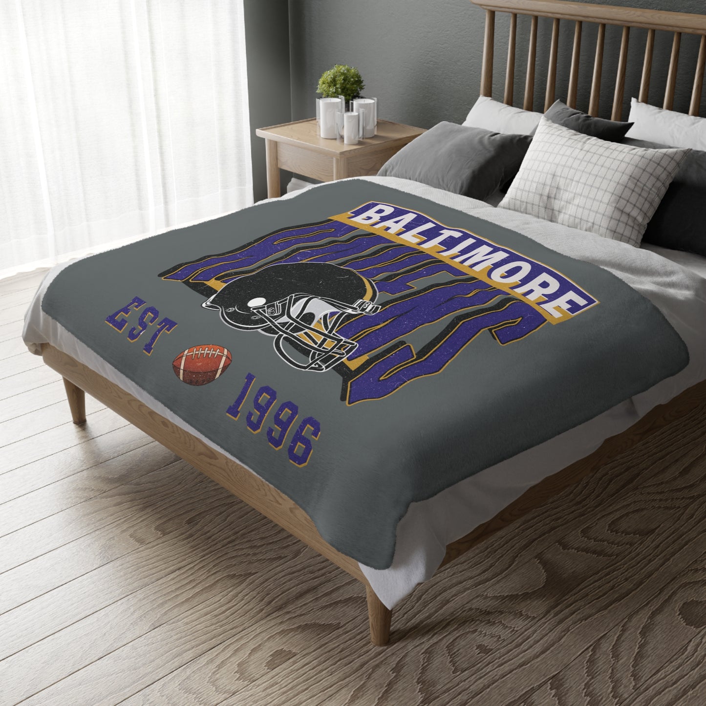 Baltimore Football Velveteen Minky Throw Blanket