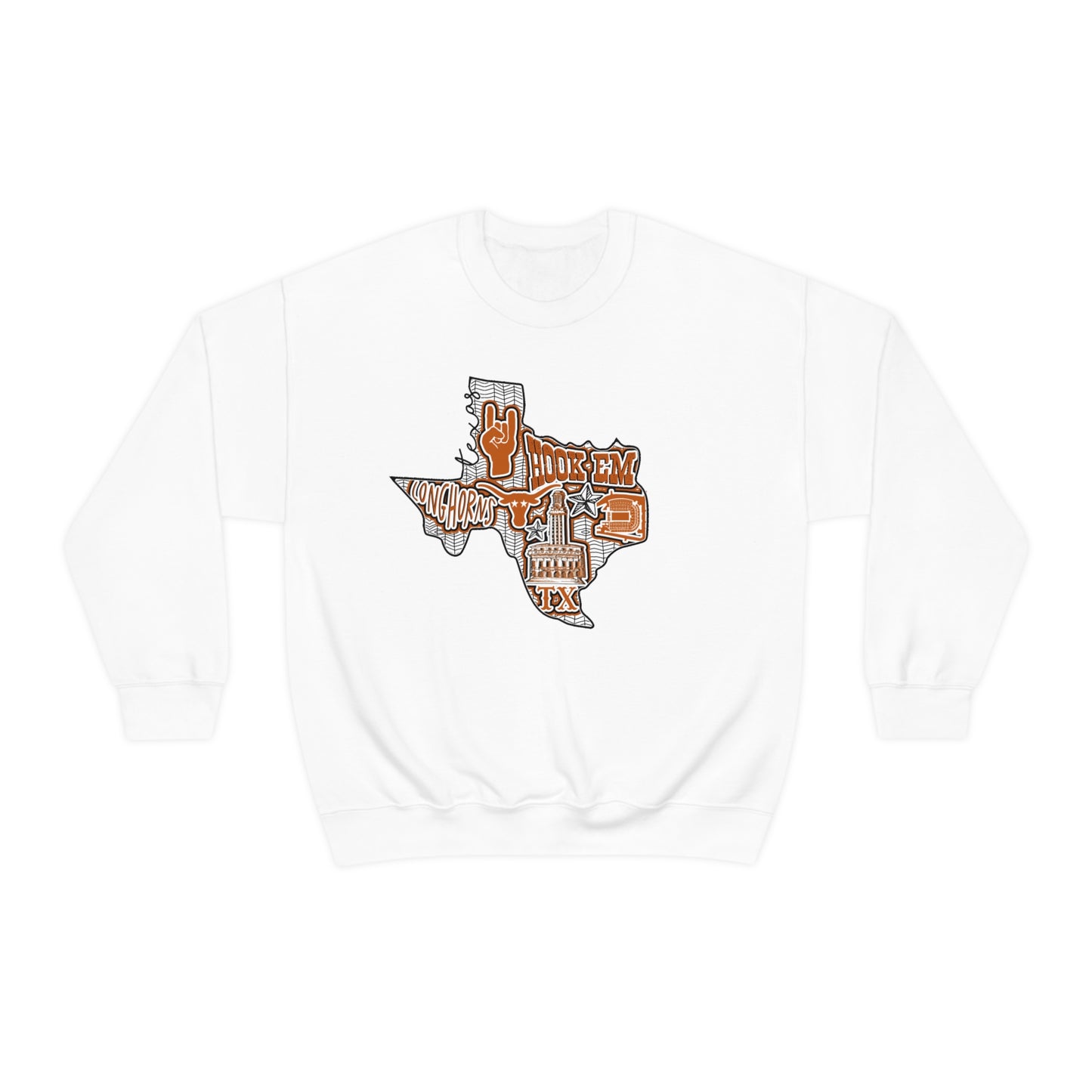 UT Hook Em Austin Texas Longhorn Football Unisex Heavy Blend Crewneck Sweatshirt