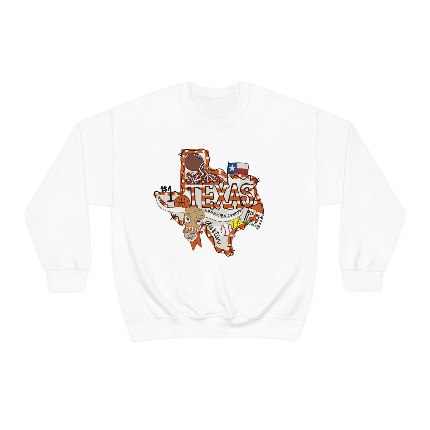 UT Hook Em Austin Texas Longhorn Football Unisex Heavy Blend Crewneck Sweatshirt
