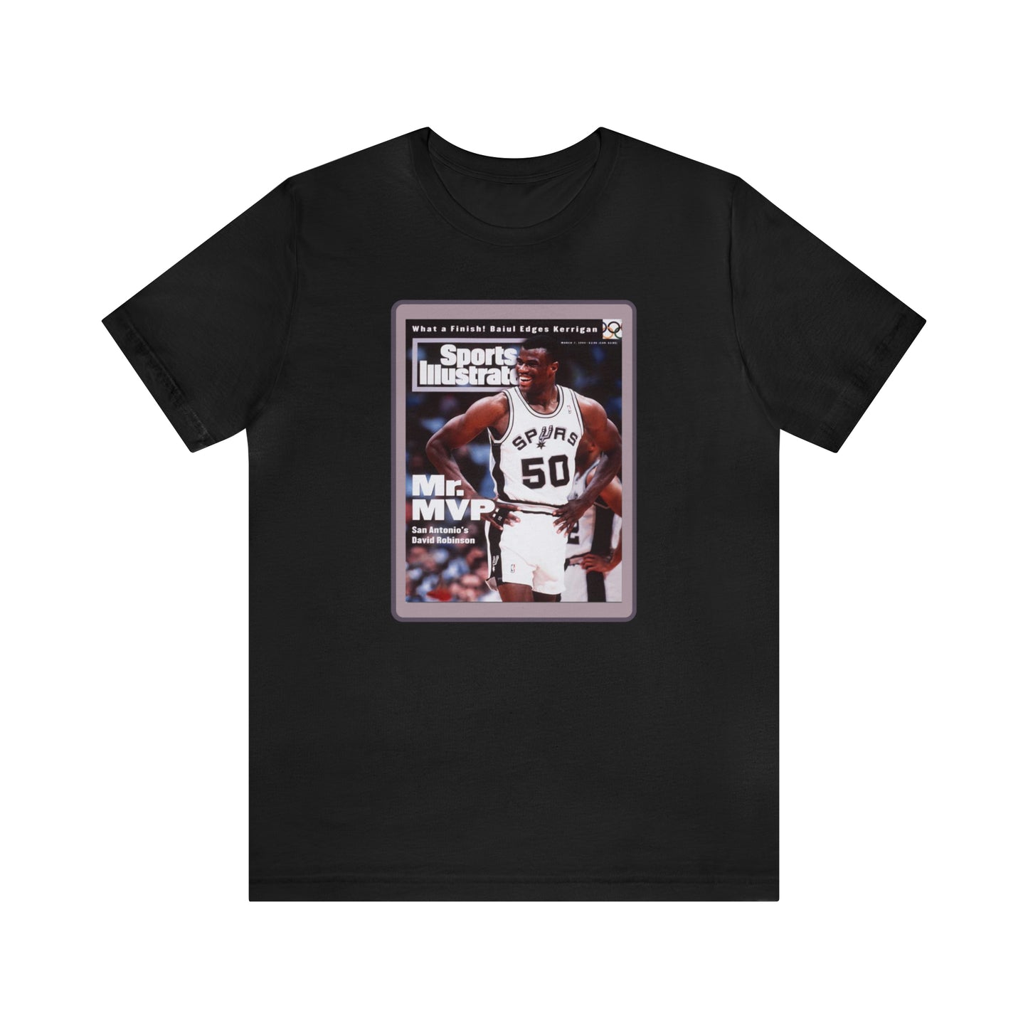 90s Throwback Spurs Basketball David Robinson Sports Illustrated Unisex Jersey Short Sleeve Tee