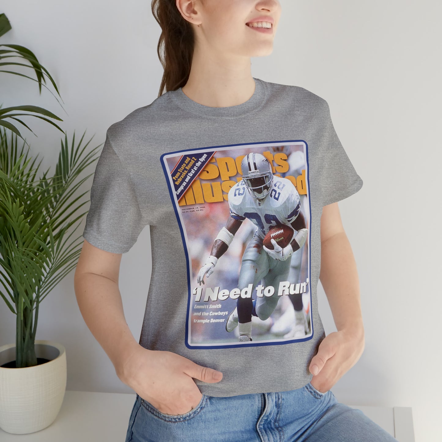90s Throwback Dallas Cowboys Emmitt Smith v2 Sports Illustrated Magazine Unisex Jersey Short Sleeve Tee